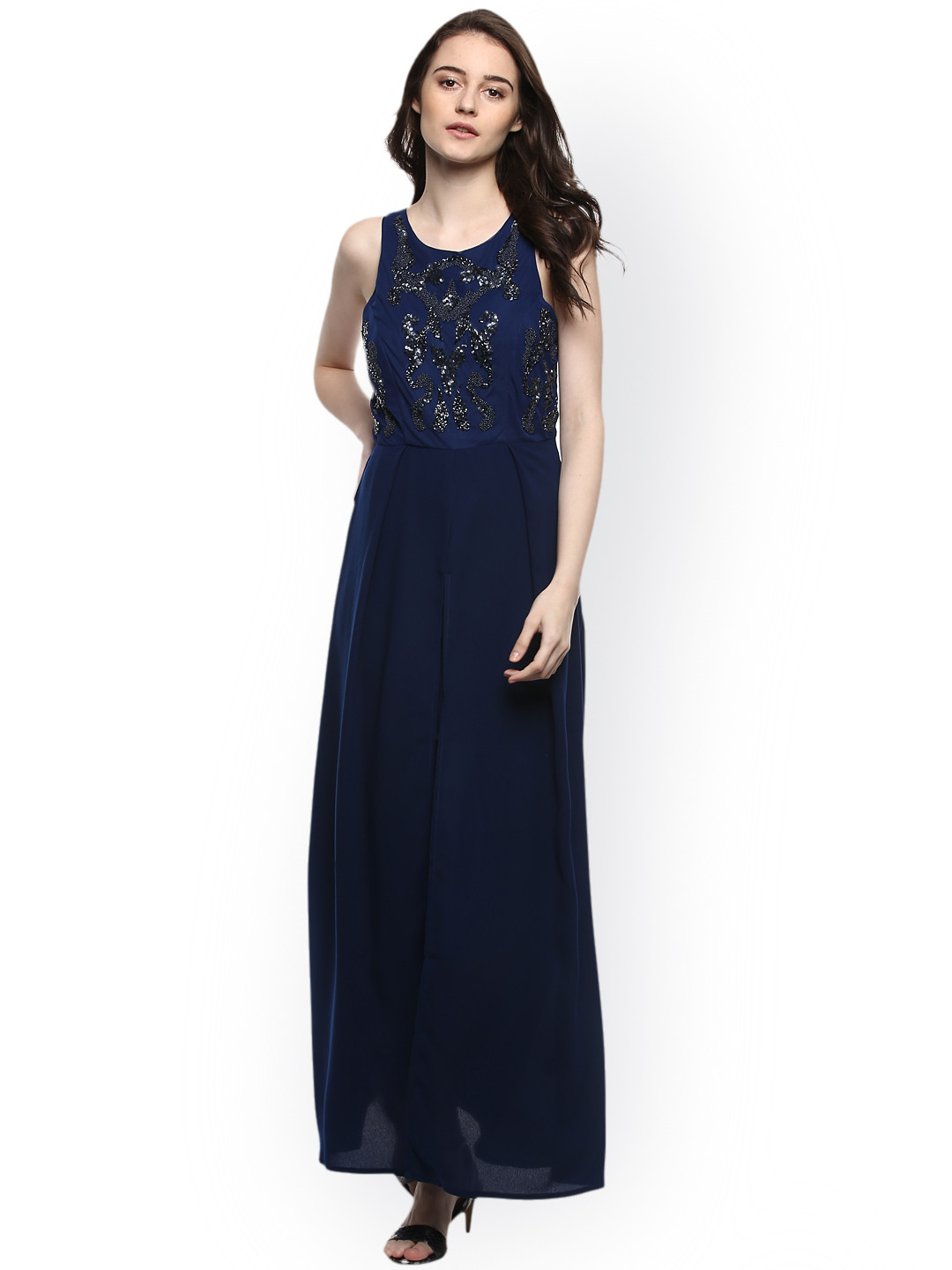 Buy Kazo Women Blue Solid Maxi Dress Dresses for Women 2355553 Myntra