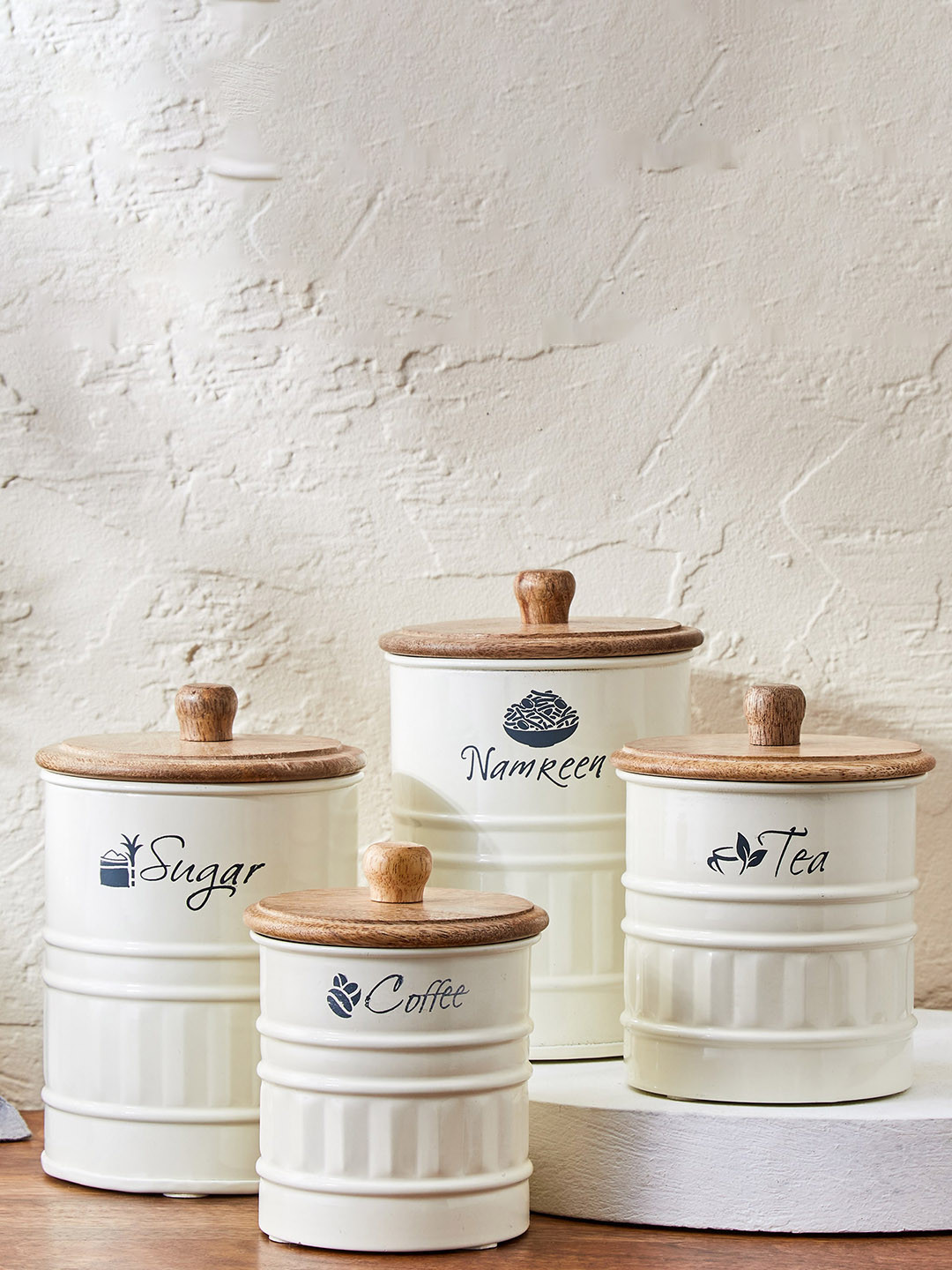 Buy Home Centre Mirage Off White Storage Container With Mango Wood Lid