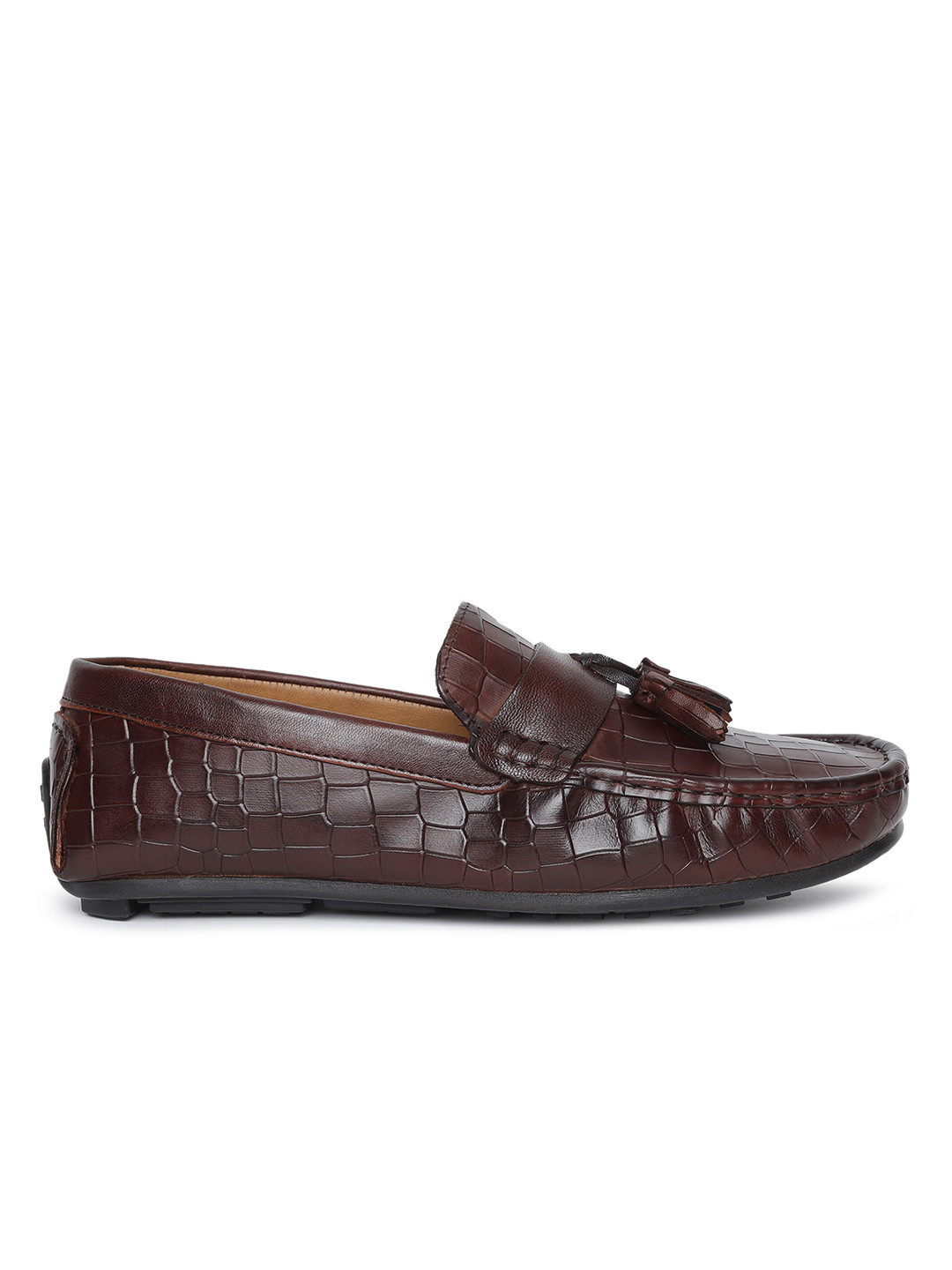 Buy RARE RABBIT Men Textured Leather Tassel Loafers - Casual Shoes for ...