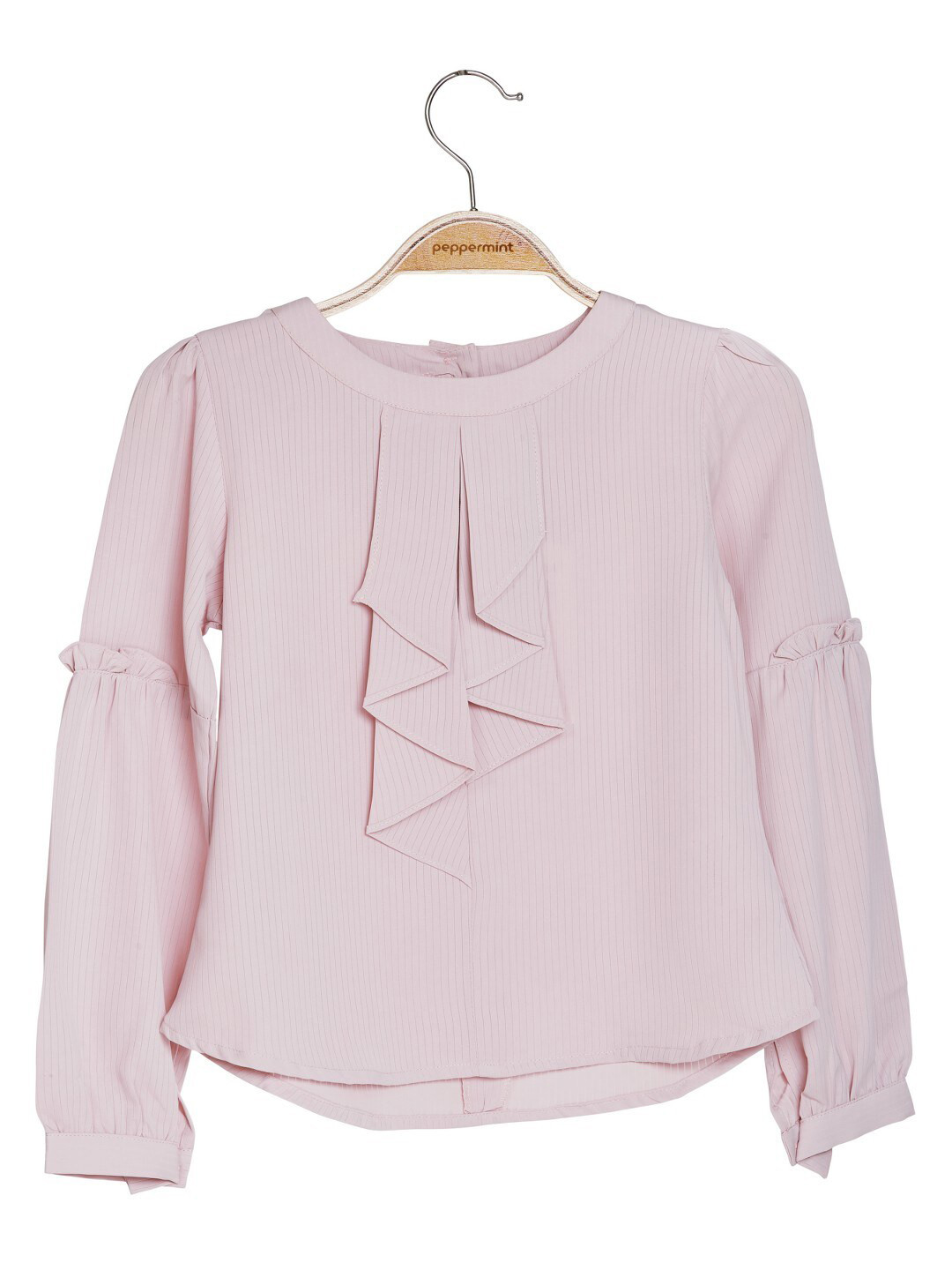 Girls Shimmer Round Neck Puff Sleeves Top