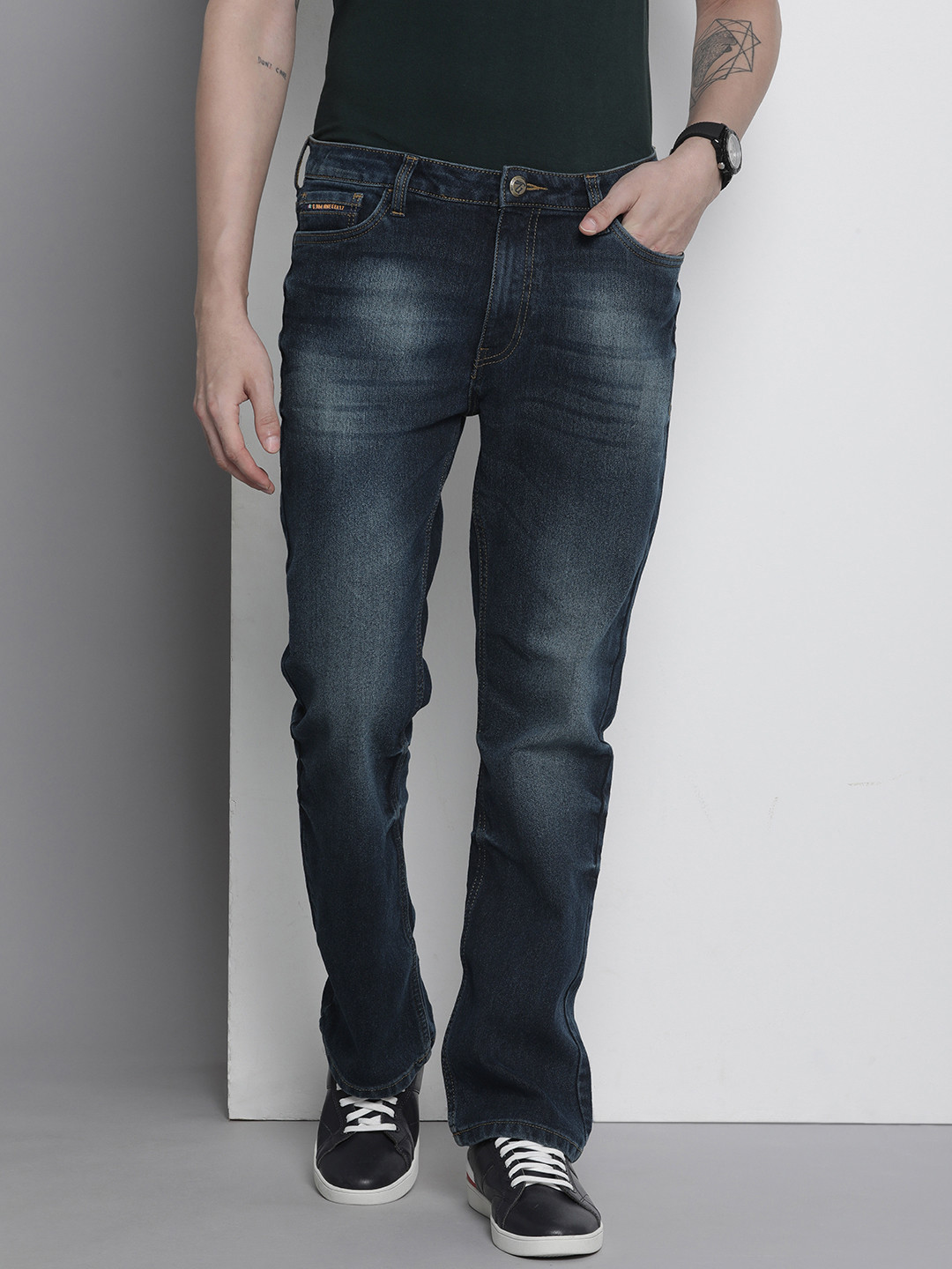 Buy The Indian Garage Co Men Bootcut Light Fade Stretchable Jeans