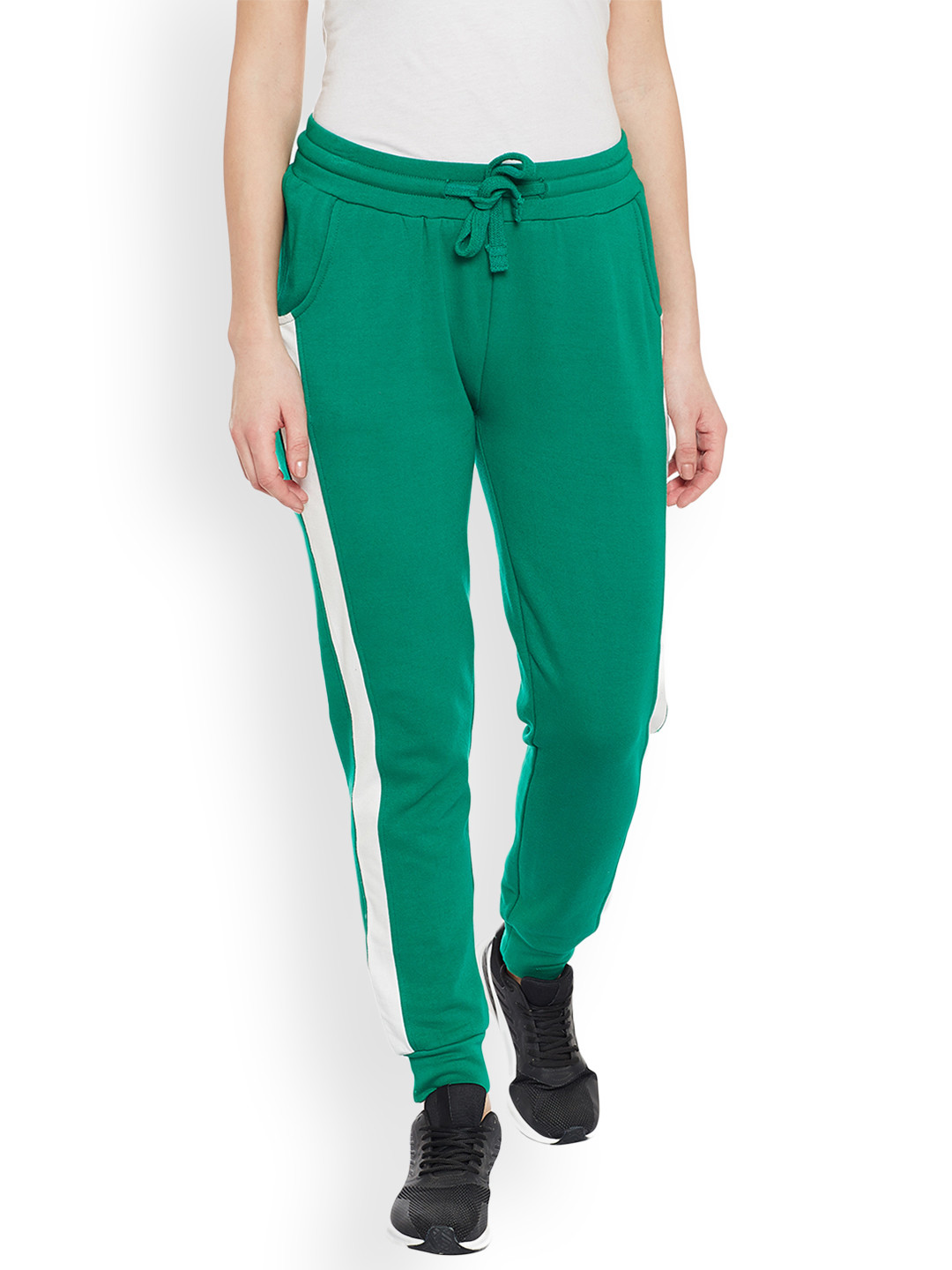 Buy PUNK Women Green Cotton Slimfit Trackpant Track Pants for Women