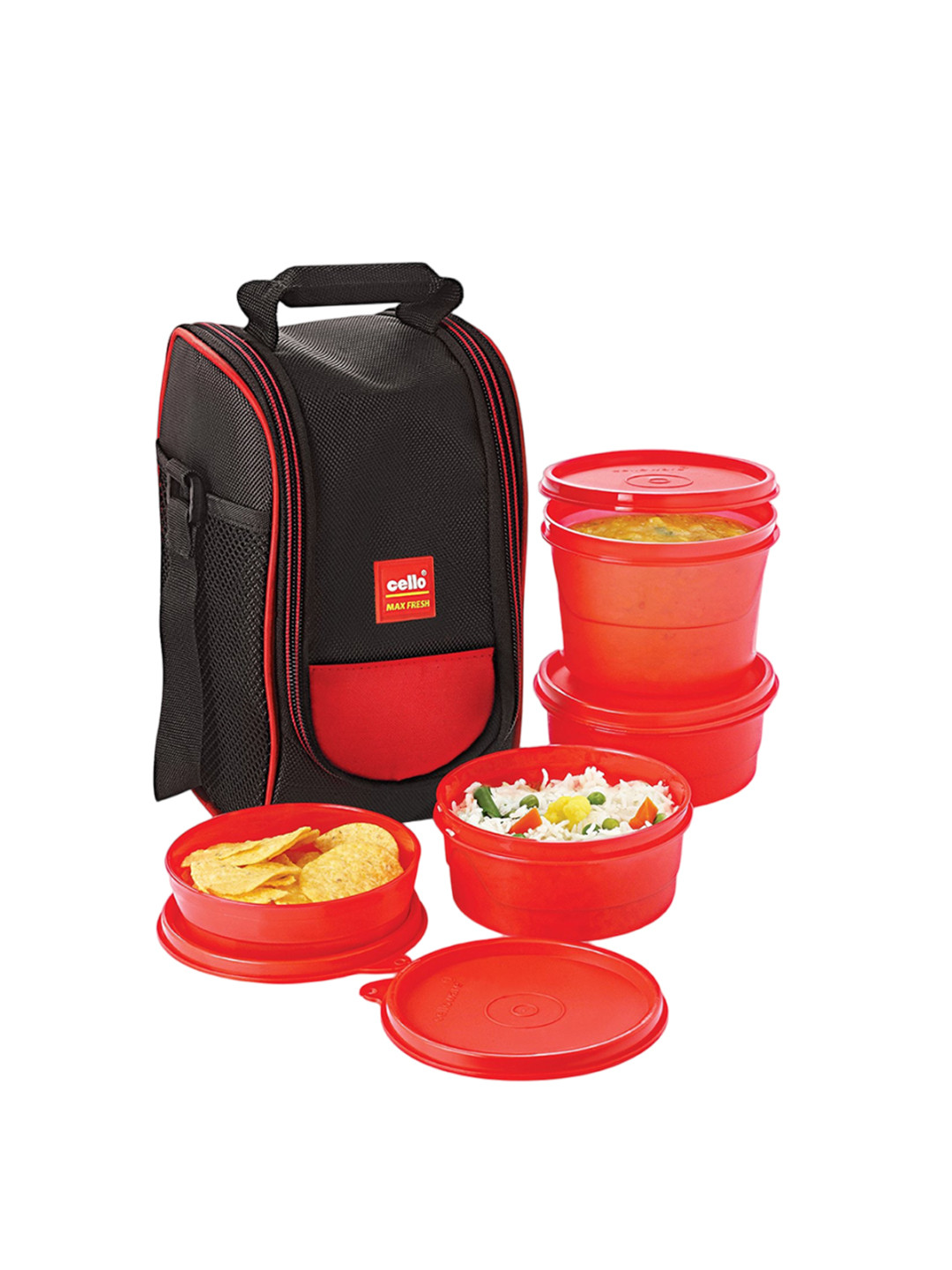 Buy Cello 3 Pcs Red Lunch Box With Bag Lunch Box for Unisex 23584614