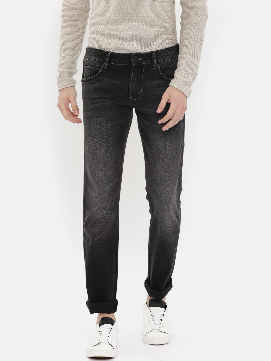 Buy Wrangler Men Black Regular Fit Low Rise Clean Look Stretchable