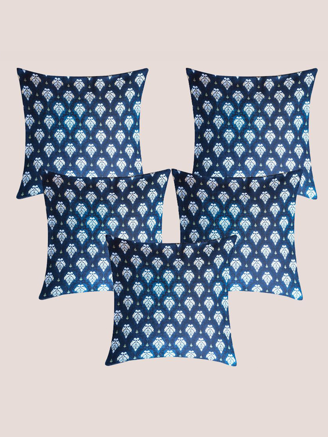 Buy Molcha Blue & White 5 Pieces Ethnic Motifs Square Cushion Covers