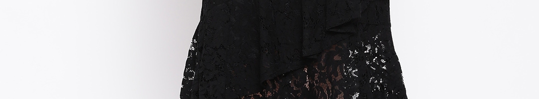 Buy FOREVER 21 Black Lace Ruffled Midi Flared Skirt - Skirts for Women ...