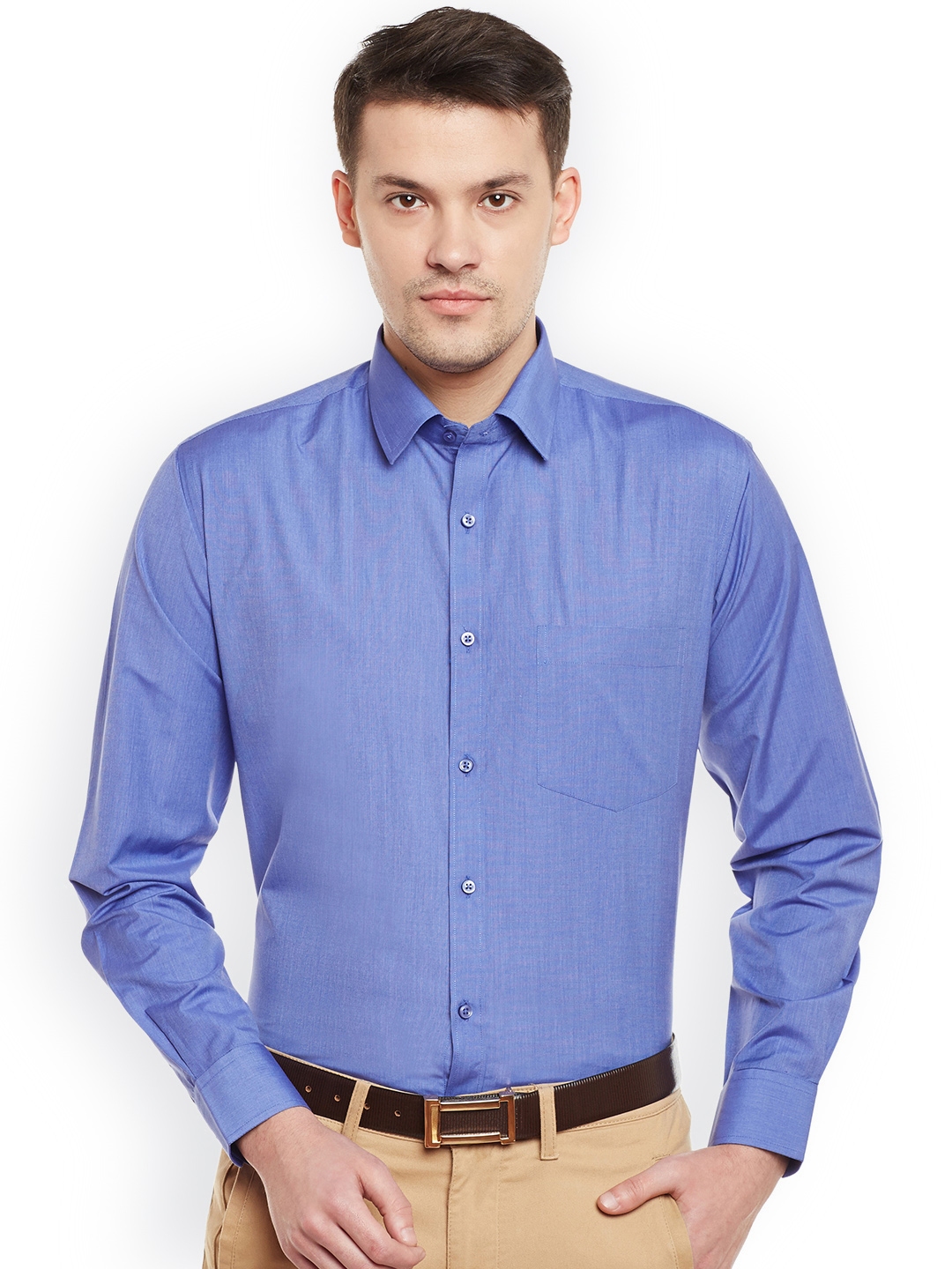 Buy LaMODE Men Blue Comfort Regular Fit Solid Formal Shirt - Shirts for ...