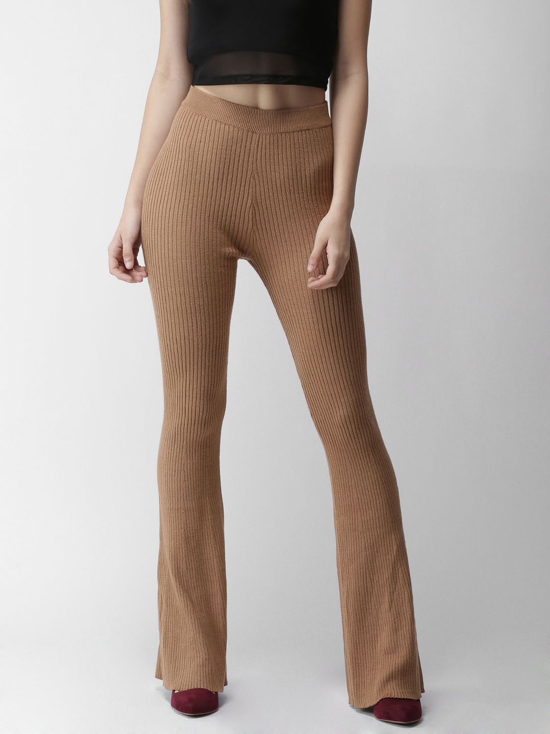 striped bootcut pants