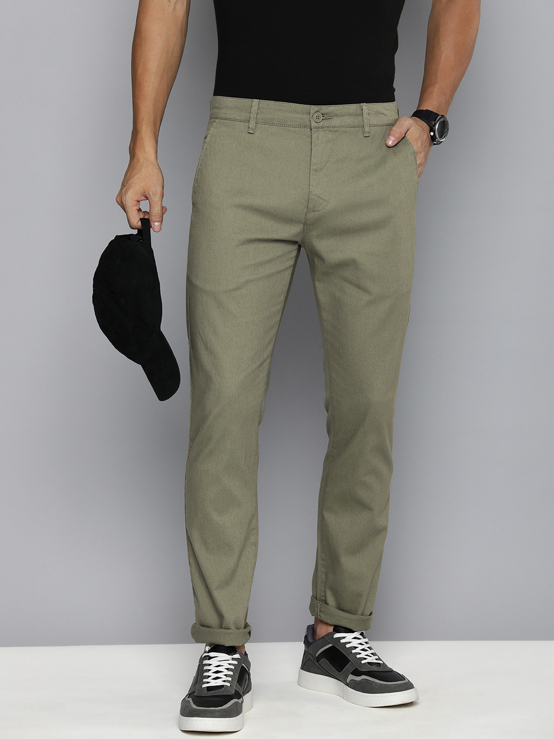 Buy Levis Men Textured Slim Fit Chino Trousers - Trousers for Men ...