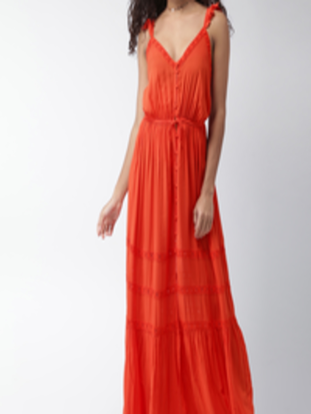 Buy FOREVER 21 Women Orange Solid Maxi Dress - Dresses for Women ...
