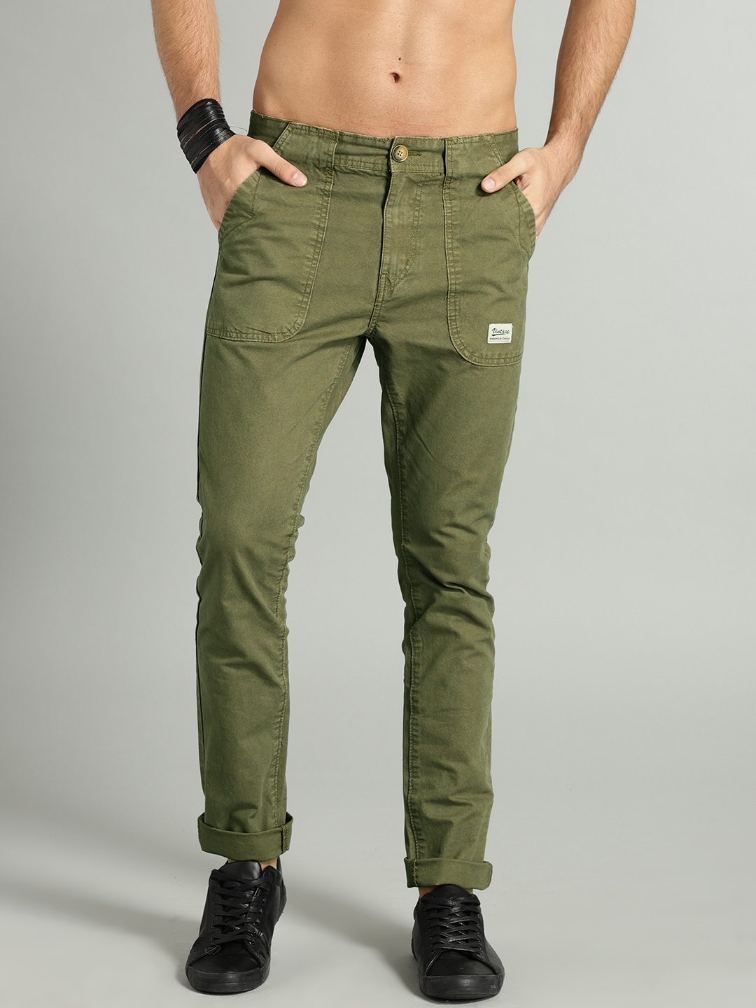 olive green cargo pants men's slim fit