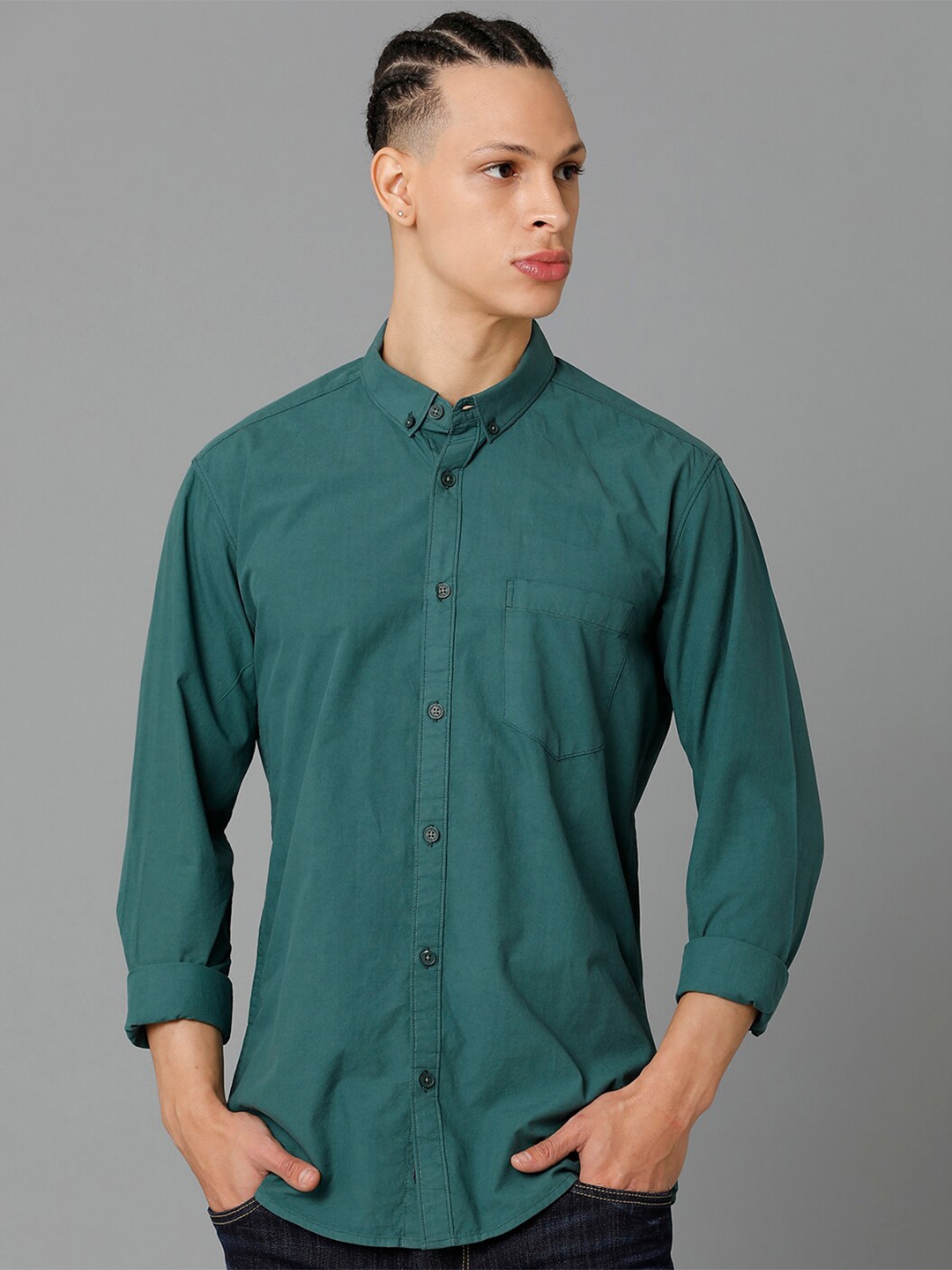 Buy Voi Jeans Button Down Collar Slim Fit Pure Cotton Casual Shirt ...