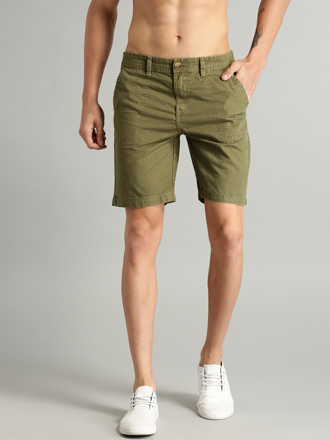 olive green sweat shorts