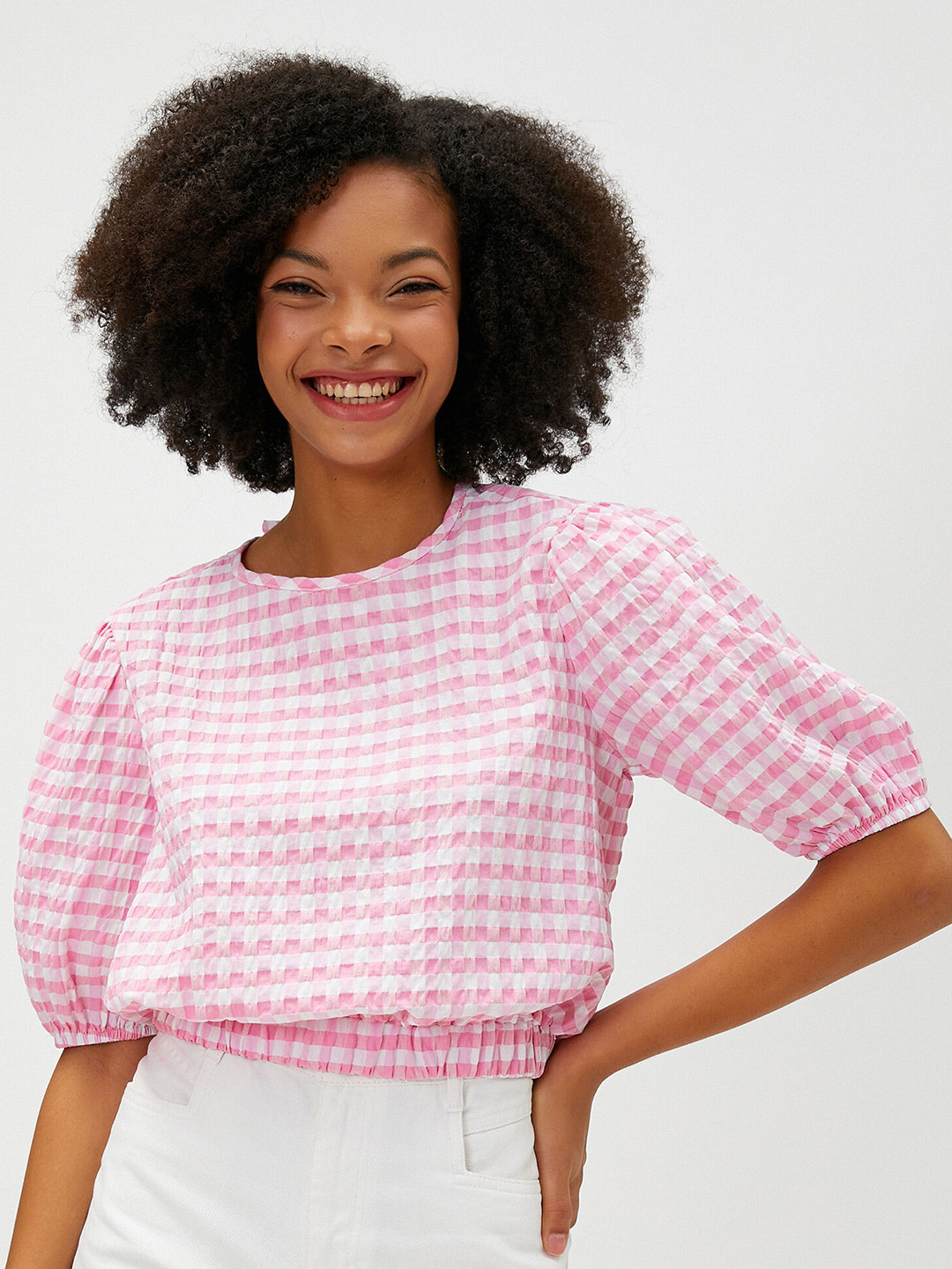 Top In Lino Con Maniche A Sbuffo, Top Corto, Top Corto, Abbigliamento In Lino, Top Estivo, Top ARIELA - Italia