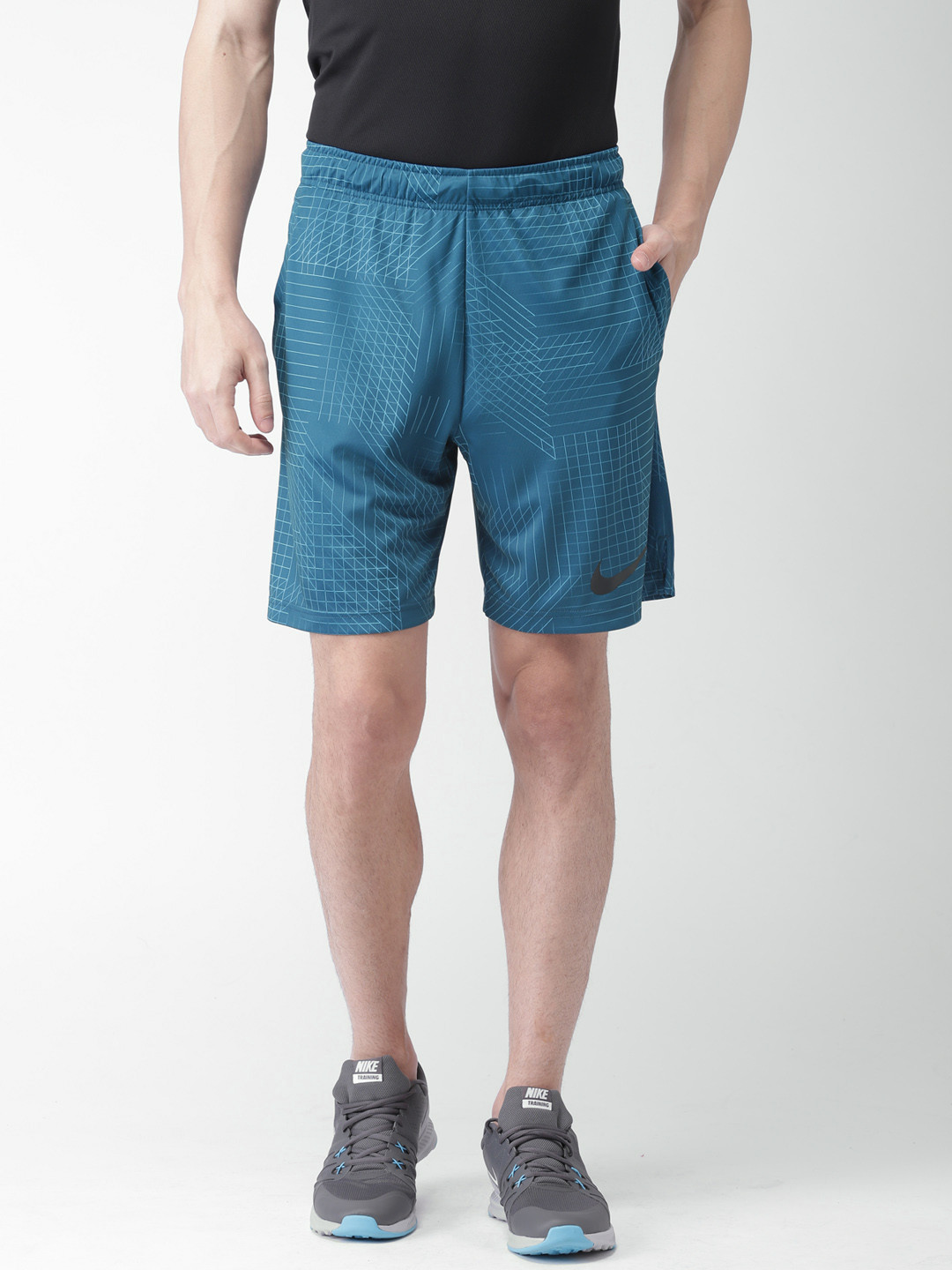 Buy Nike Men Teal Blue Printed Regular Fit Sports Shorts Shorts for
