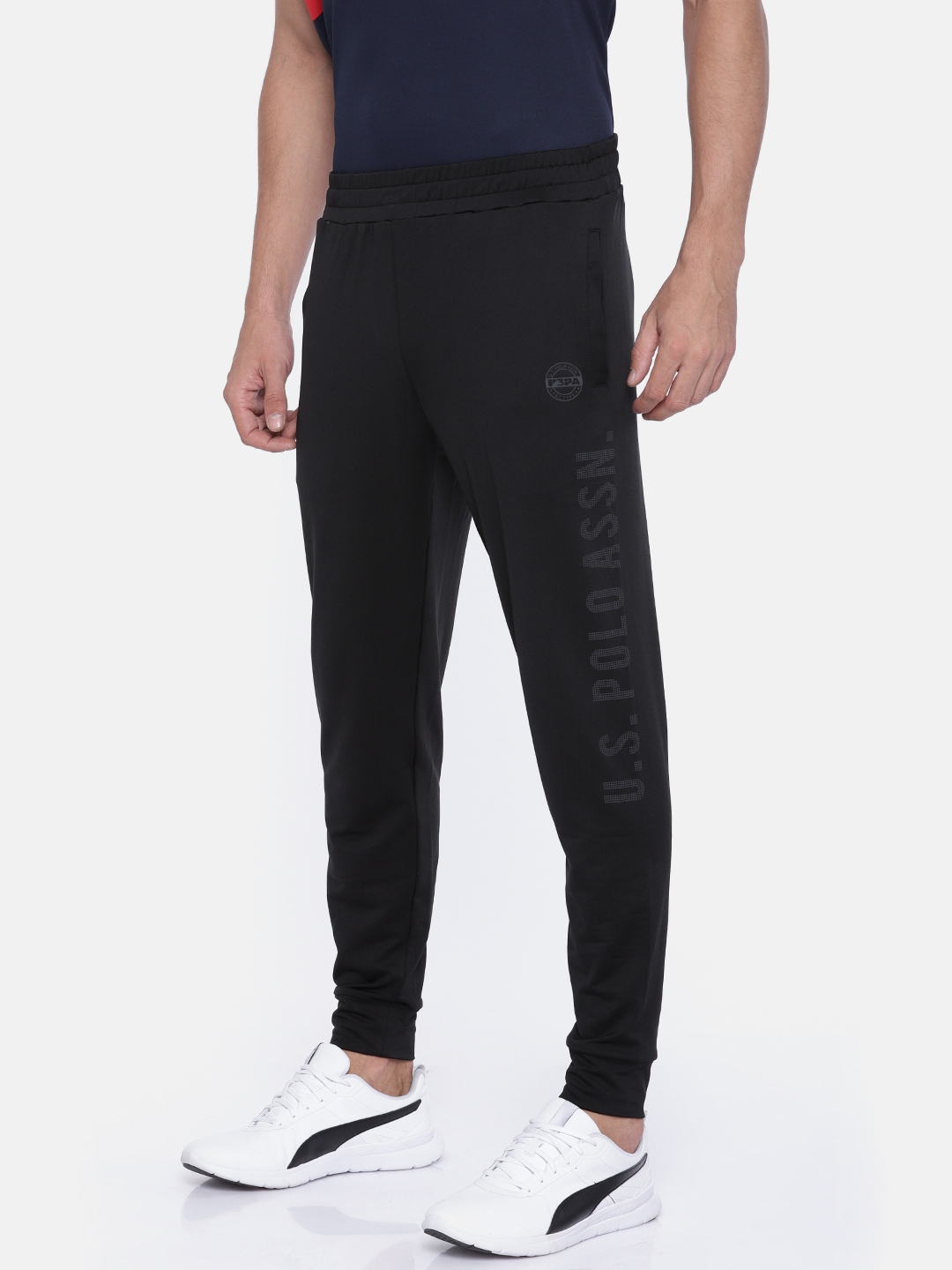Buy U.S. Polo Assn. Men Black Straight Fit Solid Joggers - Track Pants ...