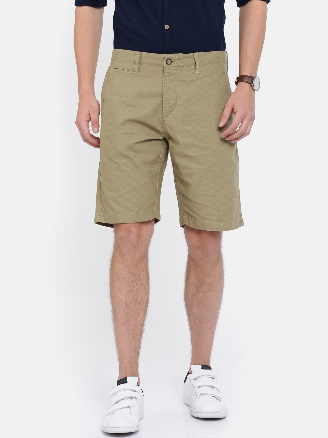 Buy U.S. Polo Assn. Men Khaki Solid Slim Fit Chino Shorts - Shorts for ...