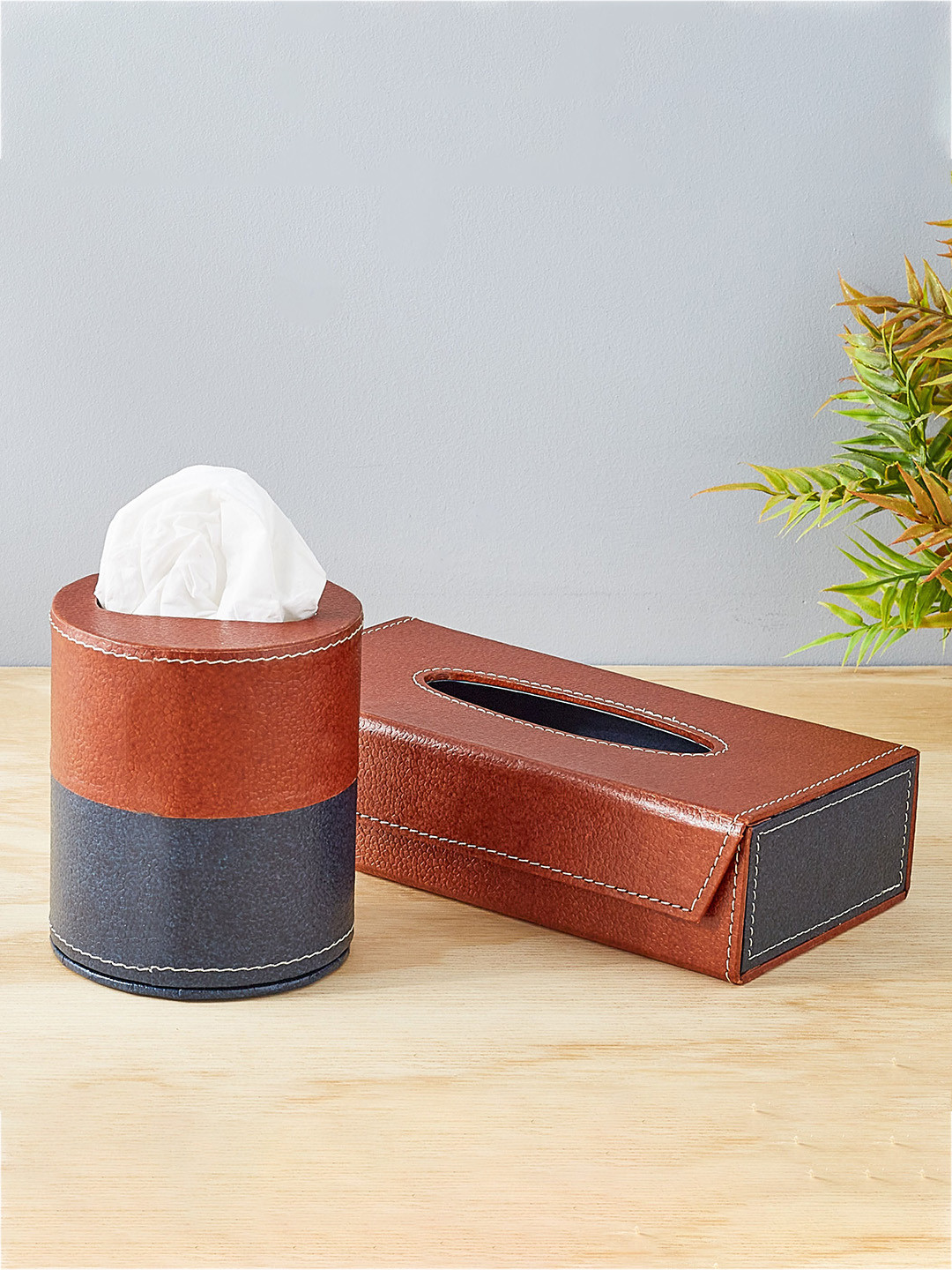 Buy Home Centre Colourblocked Orion Round Tissue Box Bathroom