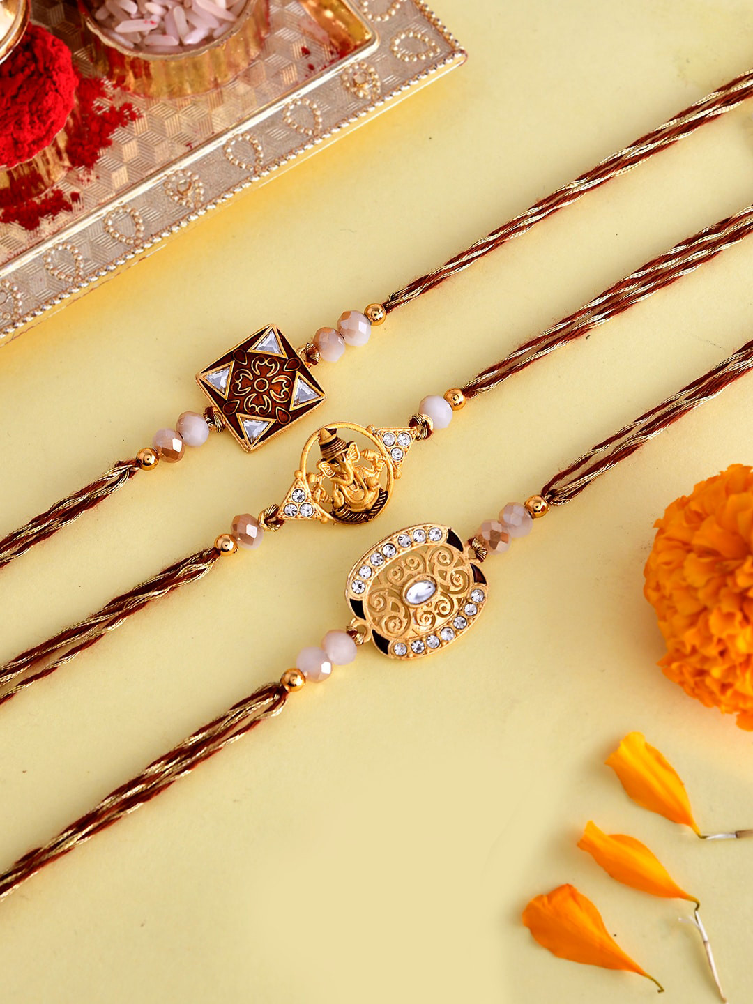 Thread Rakhi Designs Buy Voylla Pack Of 3 Ethnic Style Designer Thread Rakhis - Rakhi for ...
