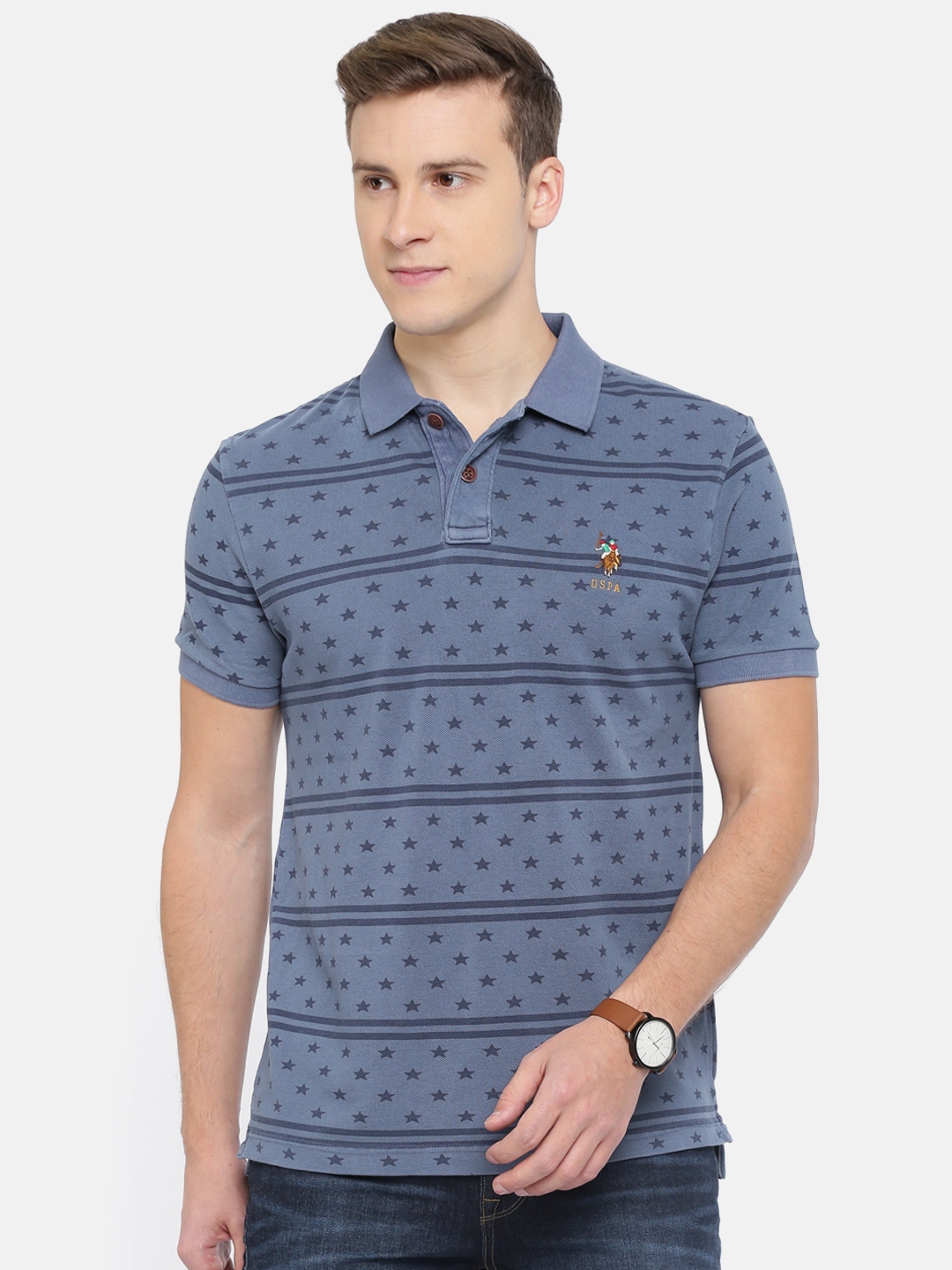 polo t shirt with denim jacket
