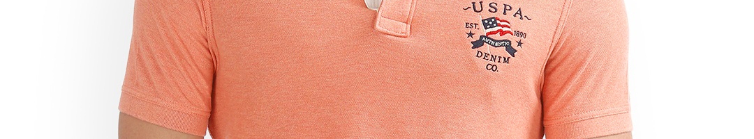 Buy U.S. Polo Assn. Denim Co. Men Peach Coloured Solid Polo Collar Pure ...