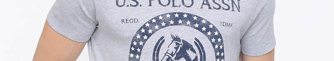 Buy U.S. Polo Assn. Denim Co. Men Grey Printed Round Neck T Shirt ...