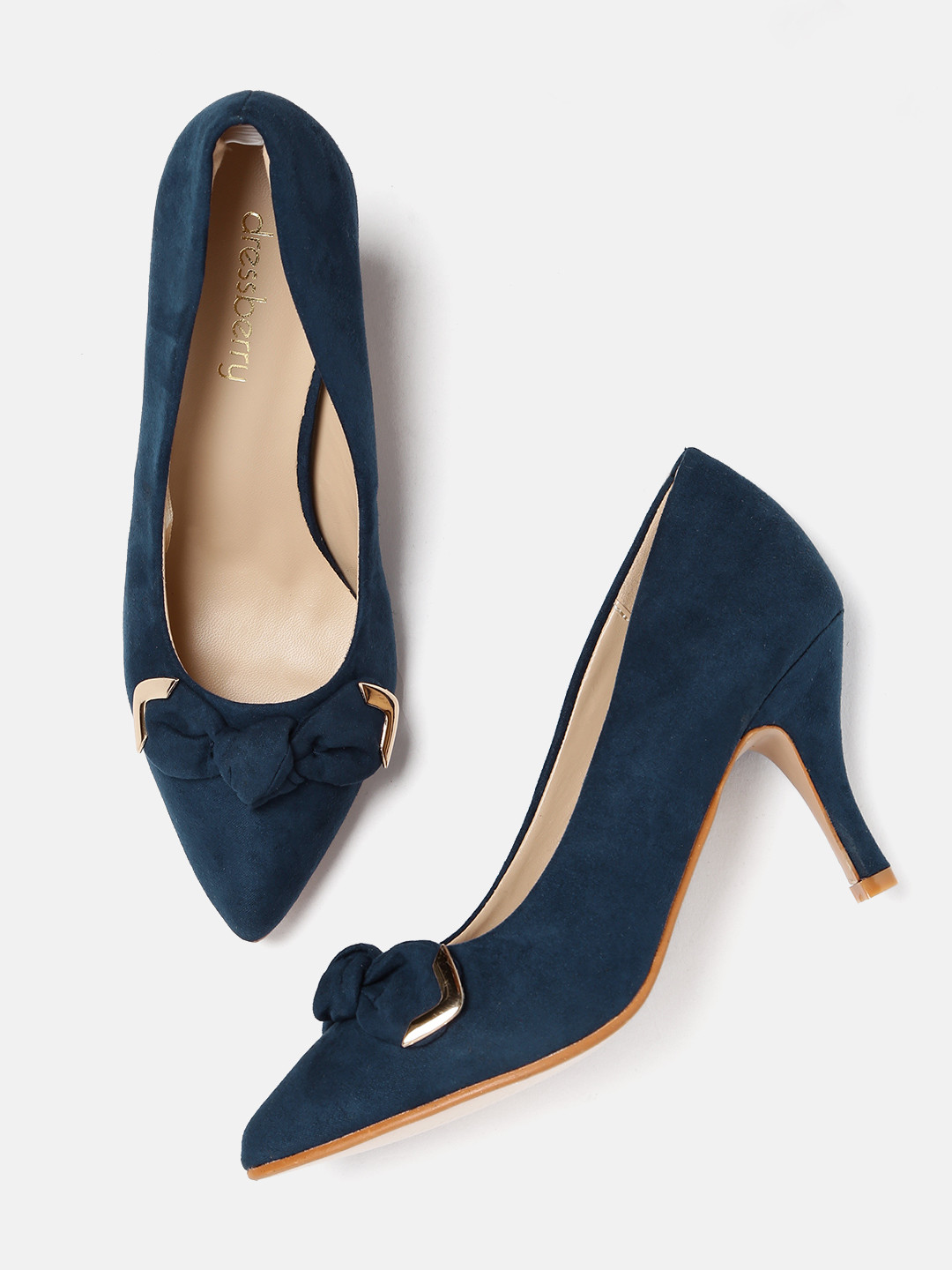 Buy DressBerry Women Navy Blue Solid Pumps Heels for Women 2366487
