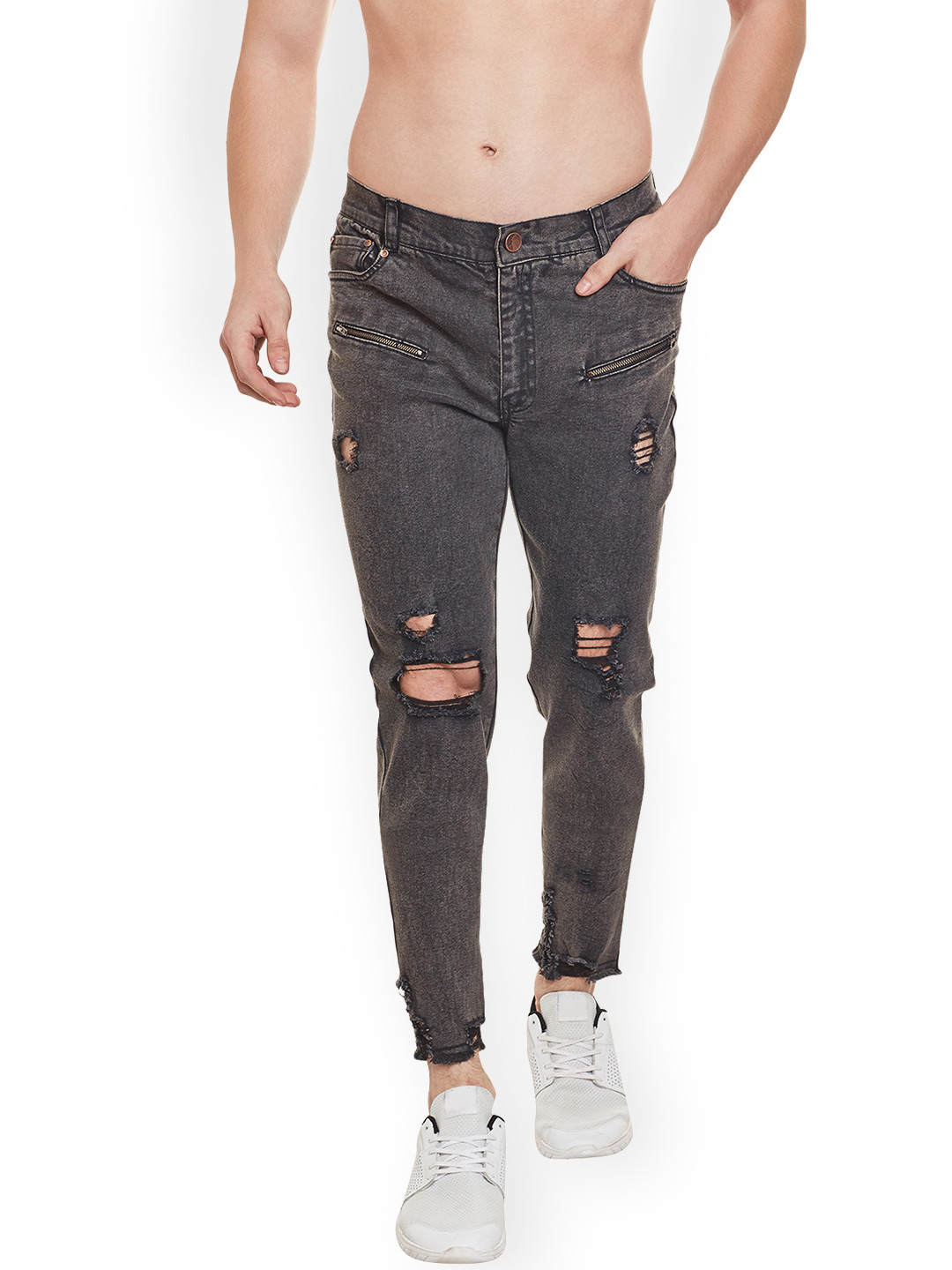 Buy FUGAZEE Men Grey Lean Slim Fit Mid Rise Mildly Distressed Jeans