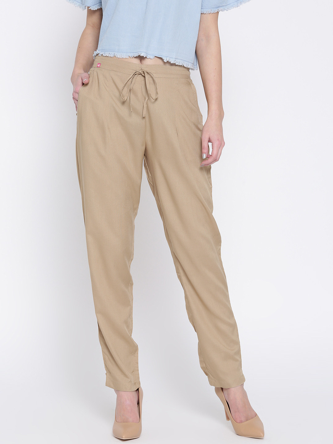 Buy Shree Women Beige Solid Trousers Trousers for Women 2366712 Myntra