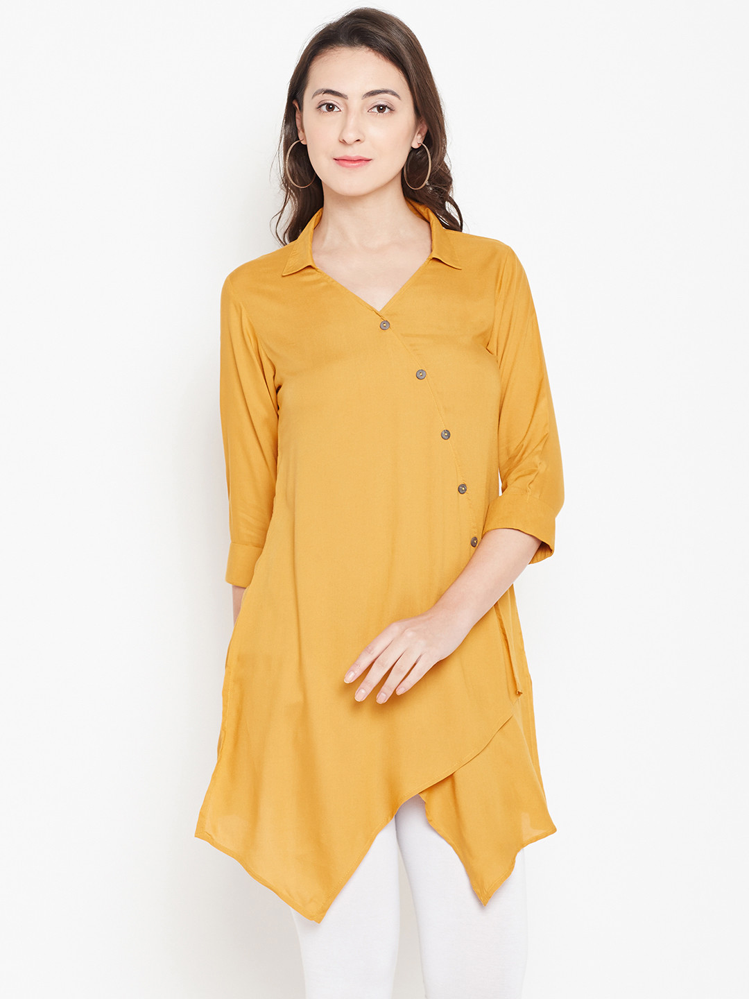 Buy Shree Mustard Yellow Solid Tunic Tunics for Women 2366794 Myntra
