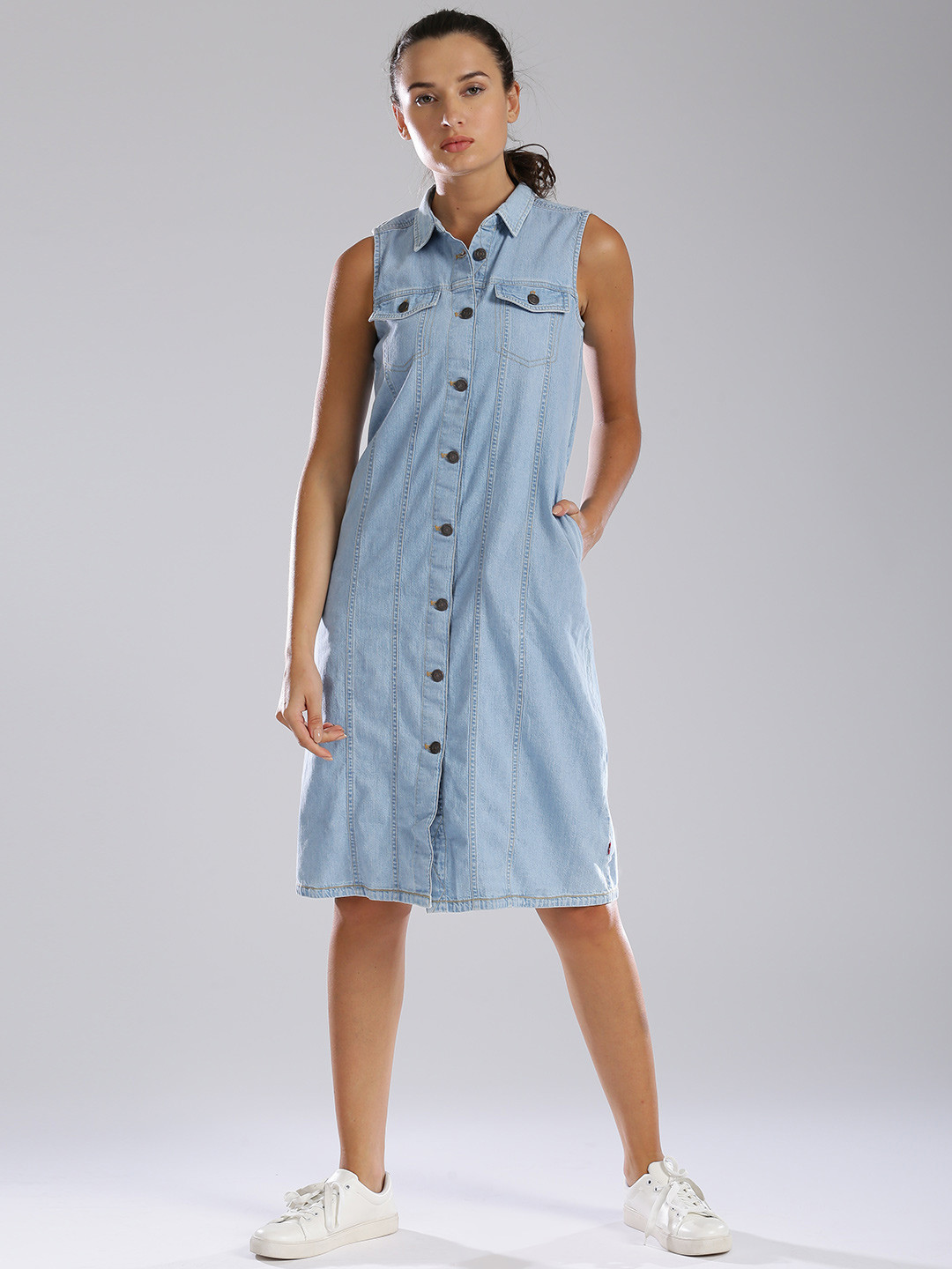 Buy Levis Women Denim Blue Solid Shirt Dress Dresses for Women