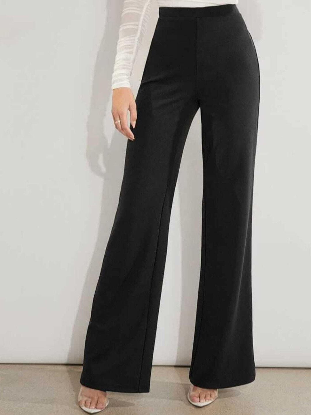 Buy BROADSTAR Women Relaxed Straight Leg Straight Fit Easy Wash Formal Parallel Trousers