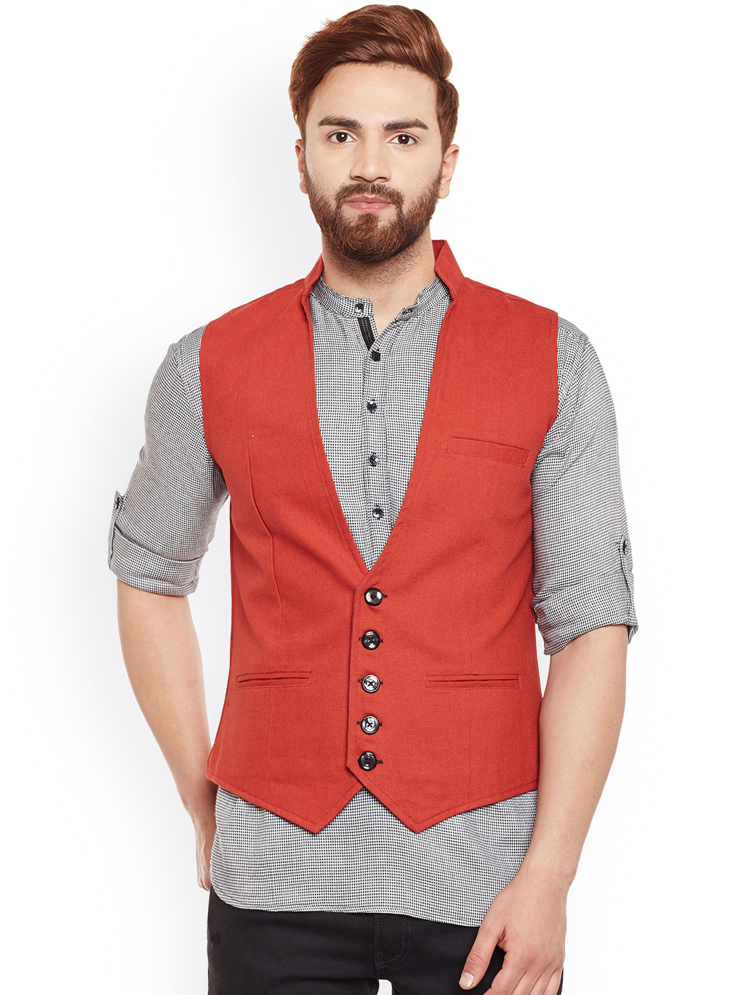 Buy Even Rust Red Solid Waistcoat Waistcoat for Men 2367346 Myntra