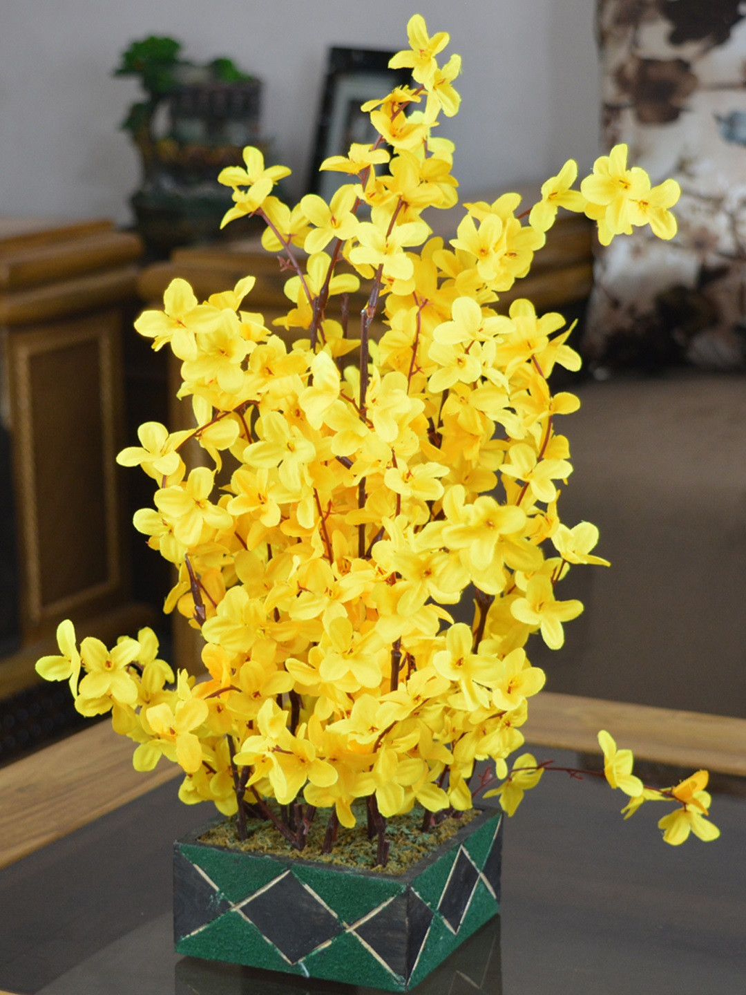 Buy Fancy Mart Yellow Artificial Flowers With Pot Artificial Flowers