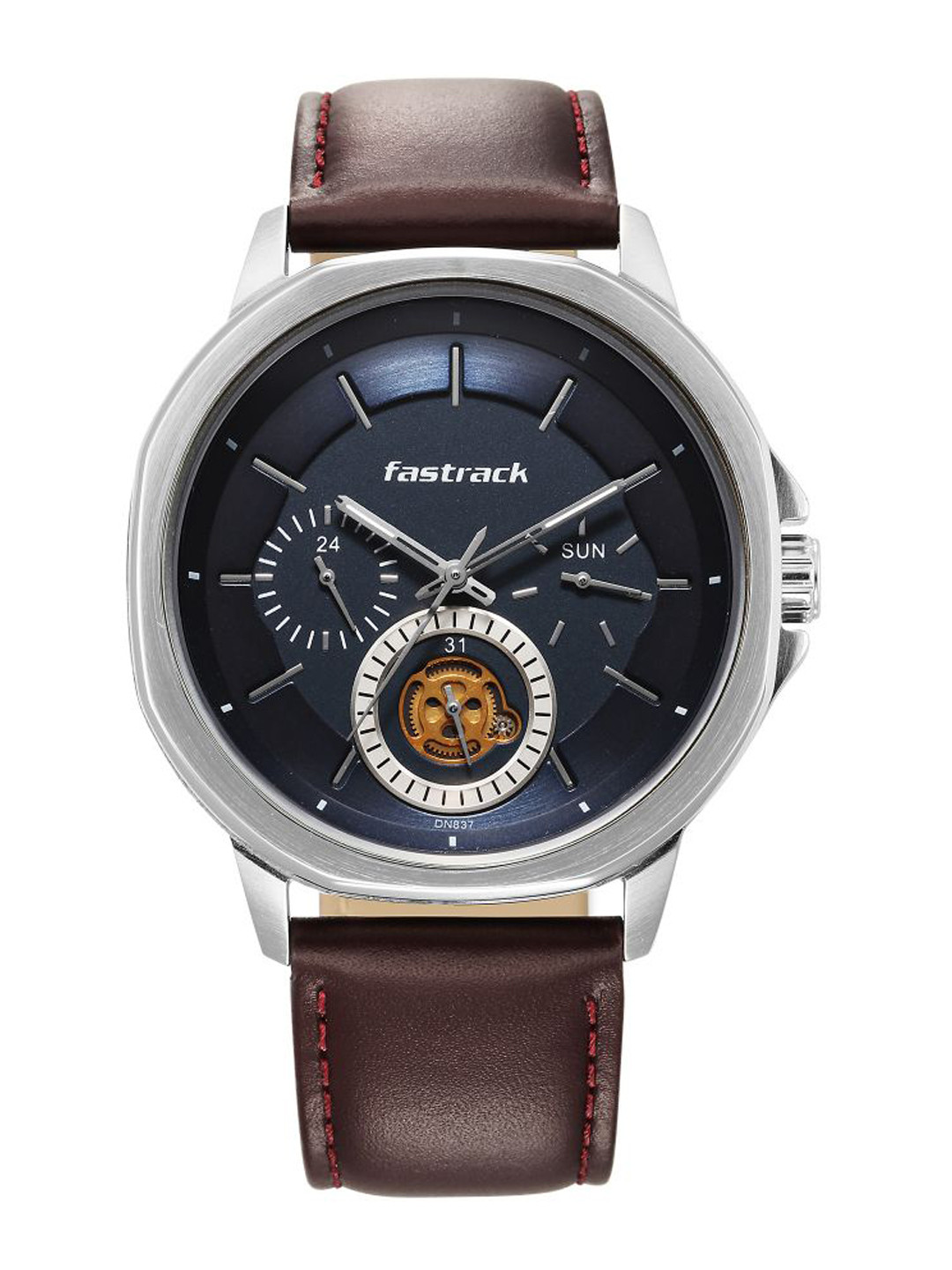 Buy Fastrack Men Brass Dial & Leather Straps Analogue Watch 3303SL01
