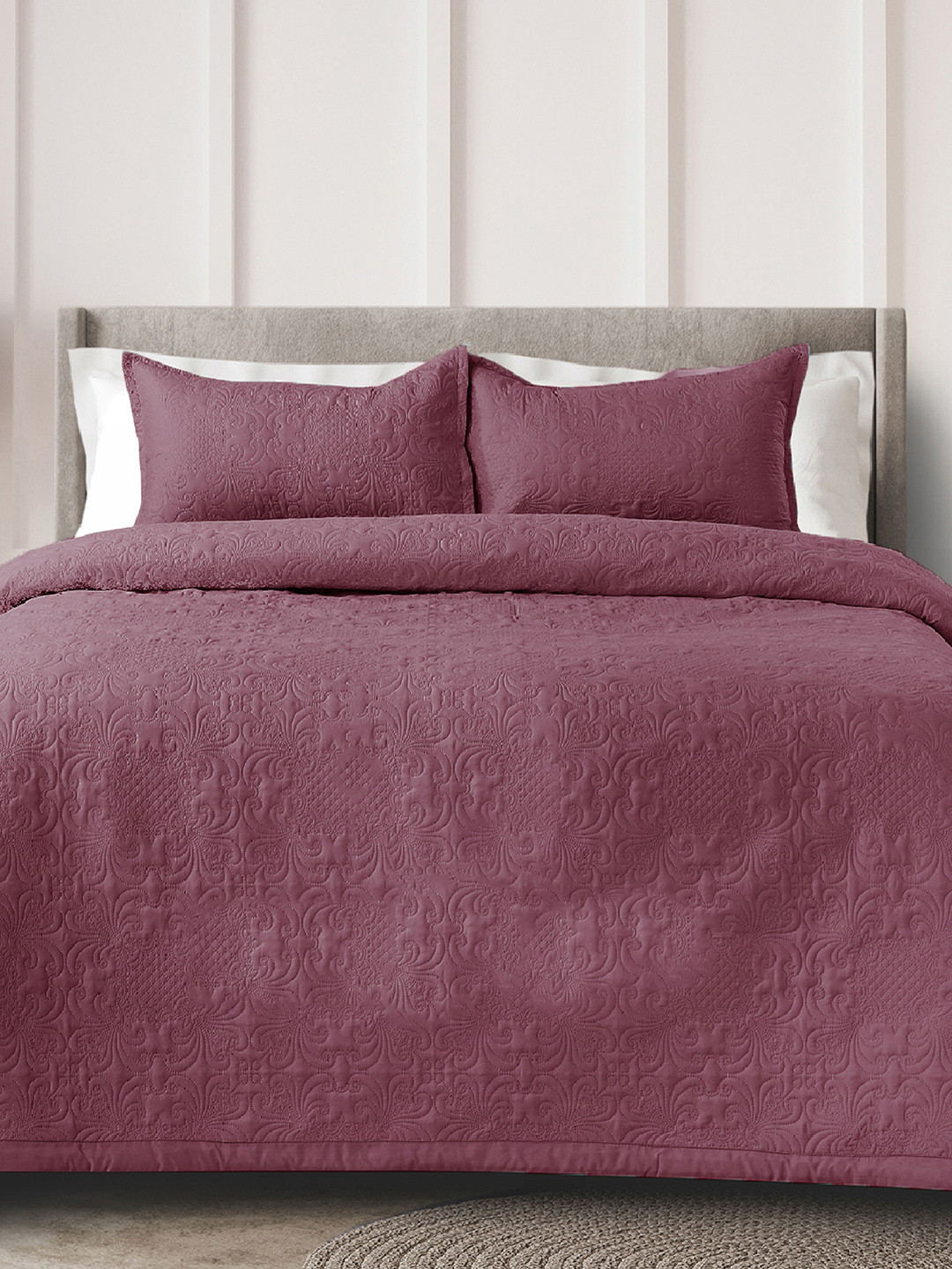 Buy LABHAM Mauve Quilted Cotton King Size Bed Covers Bed Covers for