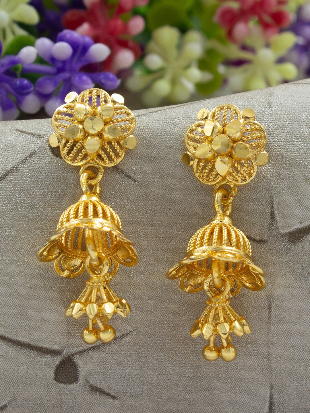 Buy PRIVIU Gold Plated Dome Shaped Drop Earrings Earrings for Women