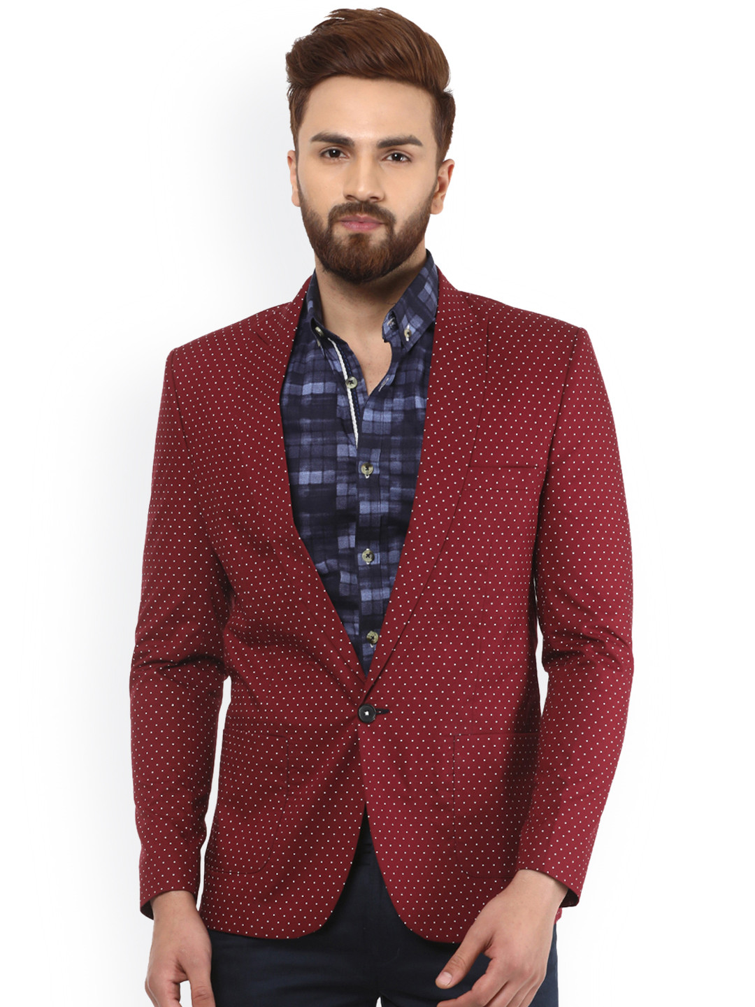 slim fit maroon blazer
