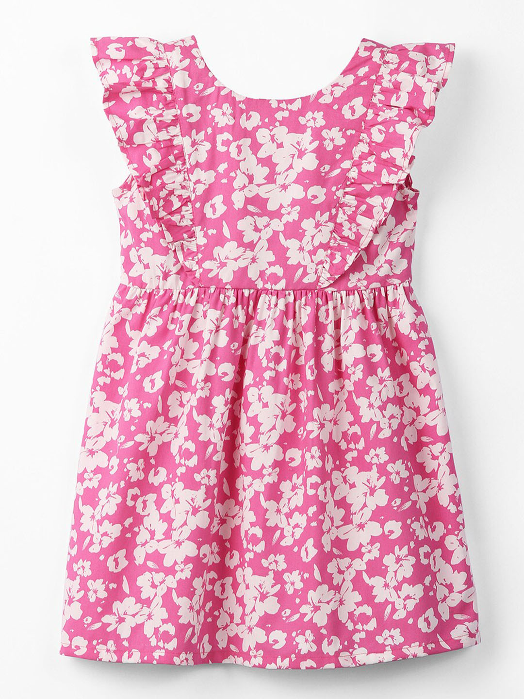 Girls Flutter Sleeve Layered Crepe Fit Flare Dress