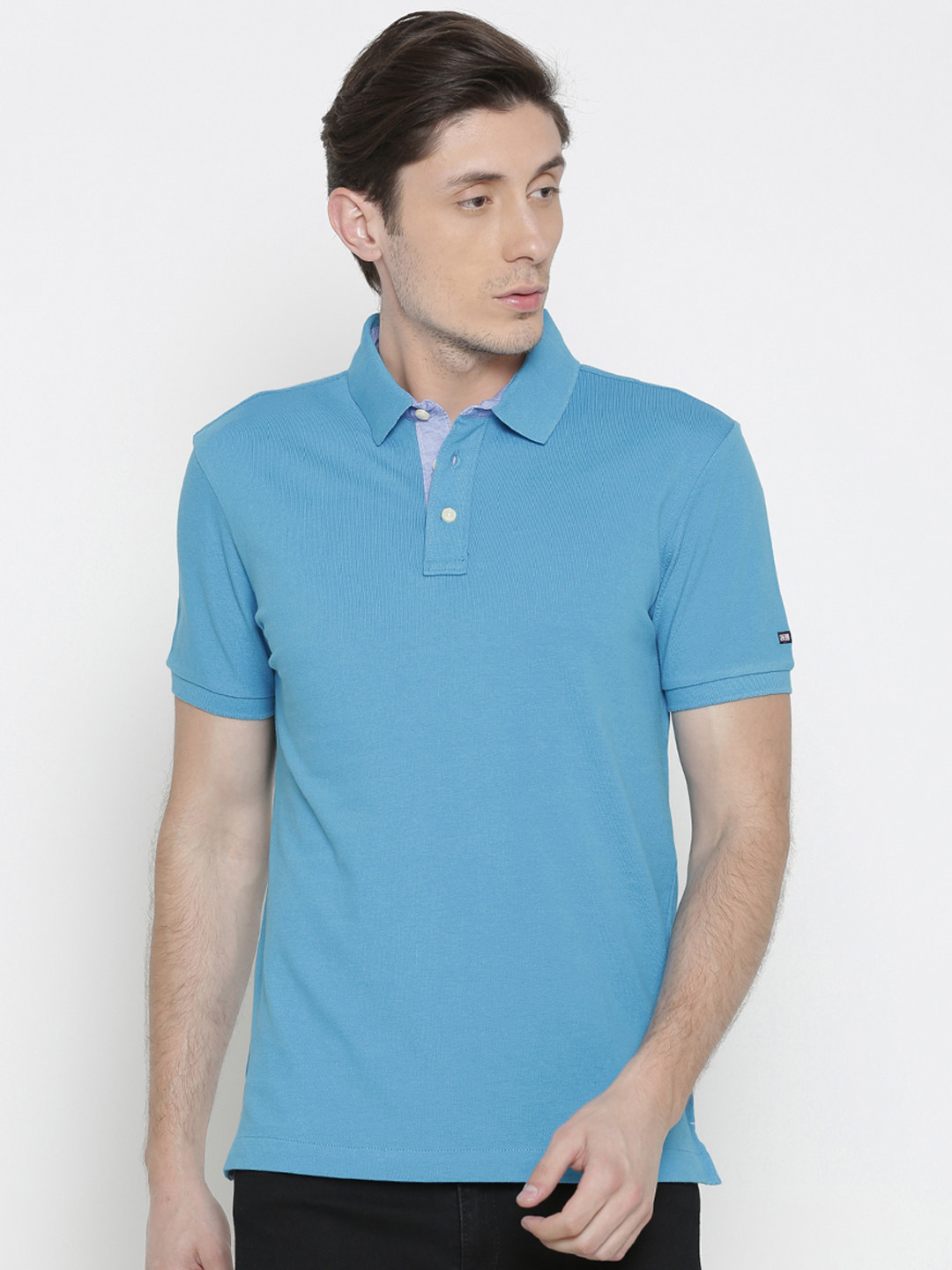 Buy Arrow Sport Men Blue Solid Polo T Shirt Tshirts for Men 2370543