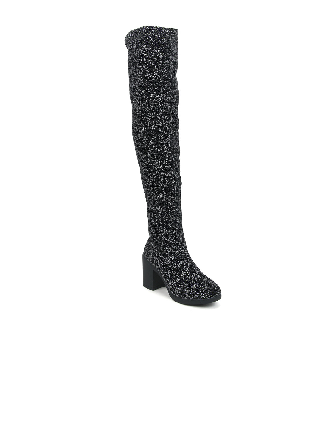 truffle collection heeled knee high boots in black