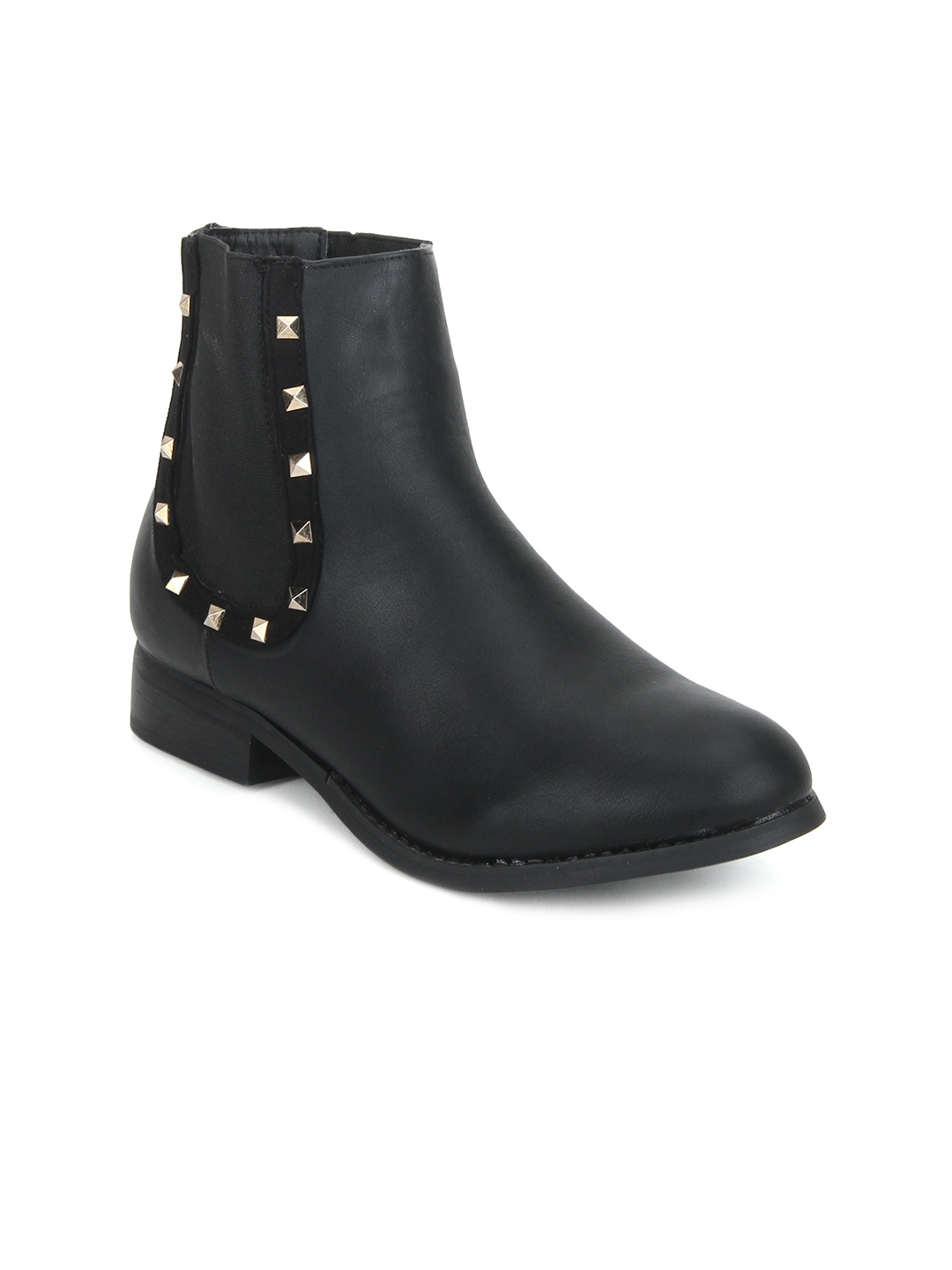 Buy Truffle Collection Women Black Solid Heeled Boots - Boots for Women ...