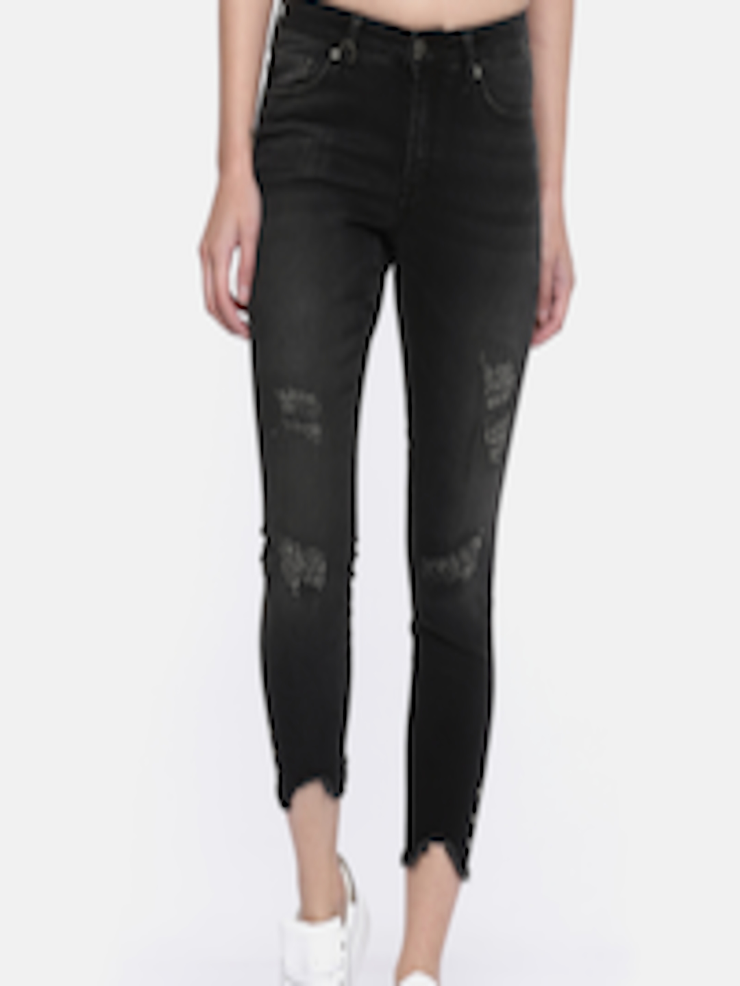 Buy ONLY Women Black Skinny Fit Low Rise Mildly Distressed Jeans ...