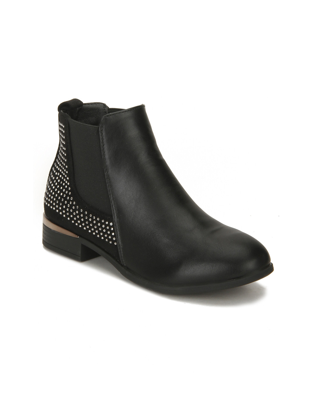 Buy Truffle Collection Women Black Solid Heeled Boots - Heels for Women 2370748 | Myntra