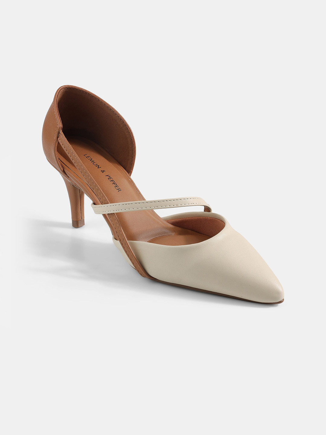 Buy LEMON & PEPPER Colourblocked Pointed Toe Slim Heel Pumps Heels