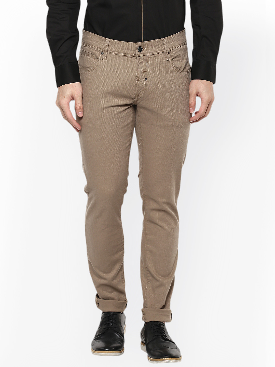 Buy Antony Morato Men Khaki Slim Fit Solid Regular Trousers - Trousers for Men 2371100 | Myntra