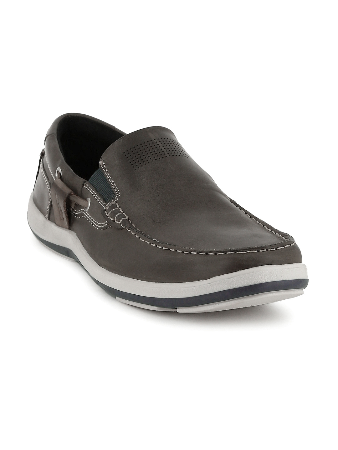 Buy U.S. Polo Assn. Men Charcoal Grey Leather Solid Slip On Sneakers ...