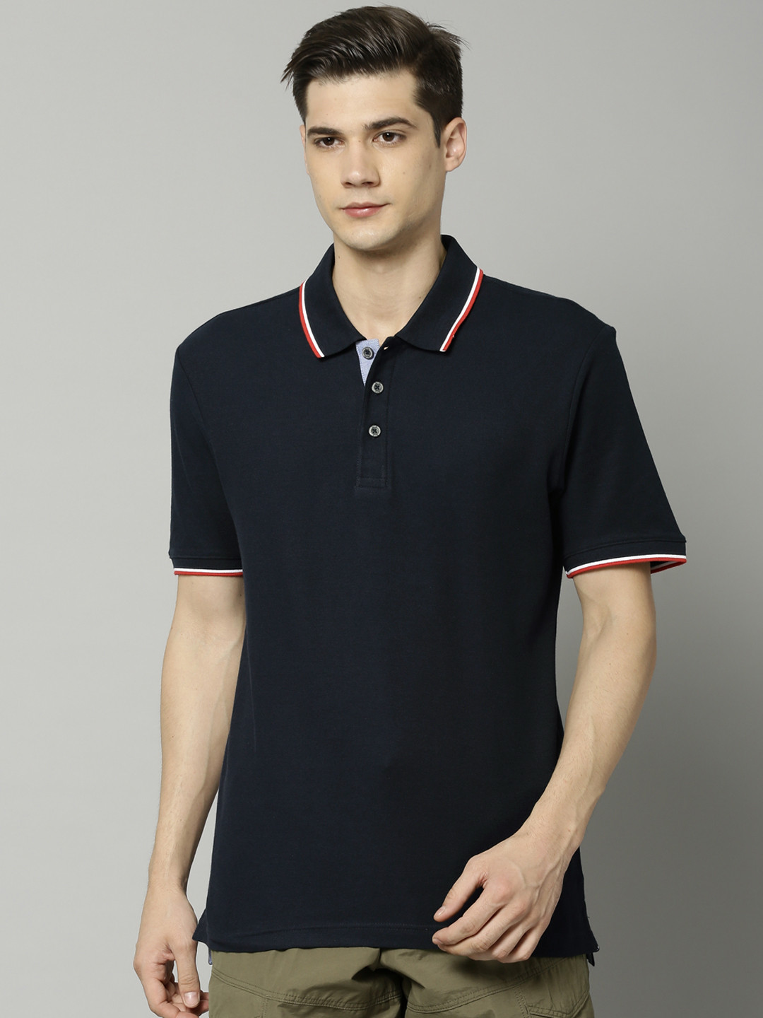 Buy Marks & Spencer Men Navy Solid Polo Collar T Shirt - Tshirts for Men 2371812 | Myntra