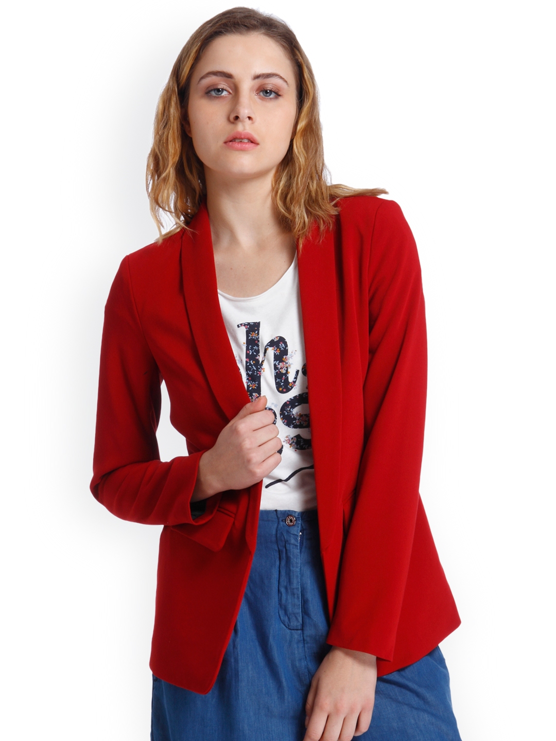 Buy ONLY Red Casual Blazer - Blazers for Women 2372102 | Myntra