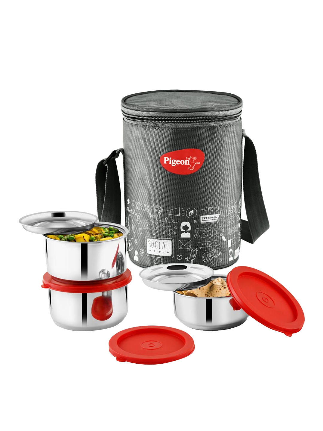 Buy Pigeon Nutri Fresh 3 Pcs Stainless Steel Double Walled Insulated